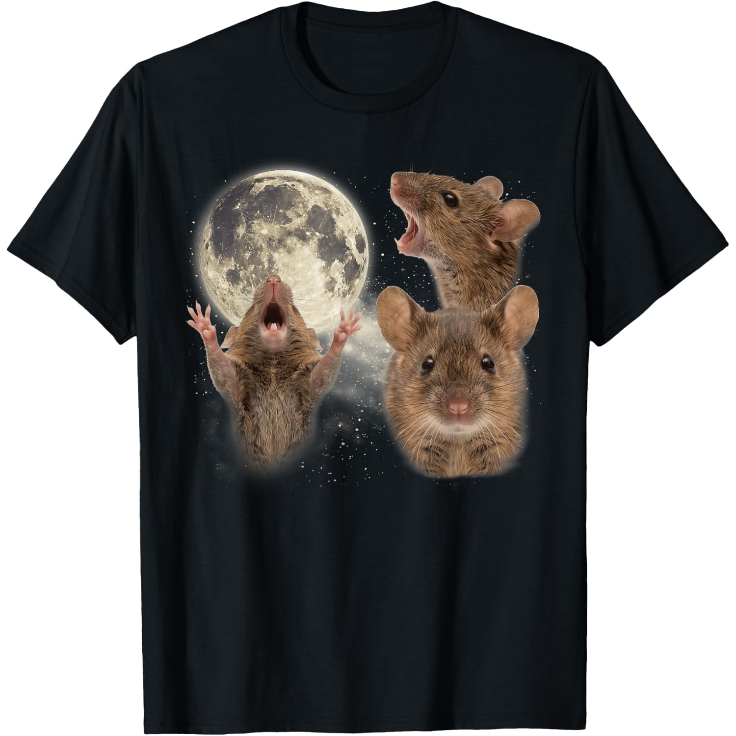 Three Rats Howling At The Moon Funny Meme Graphic T-Shirt