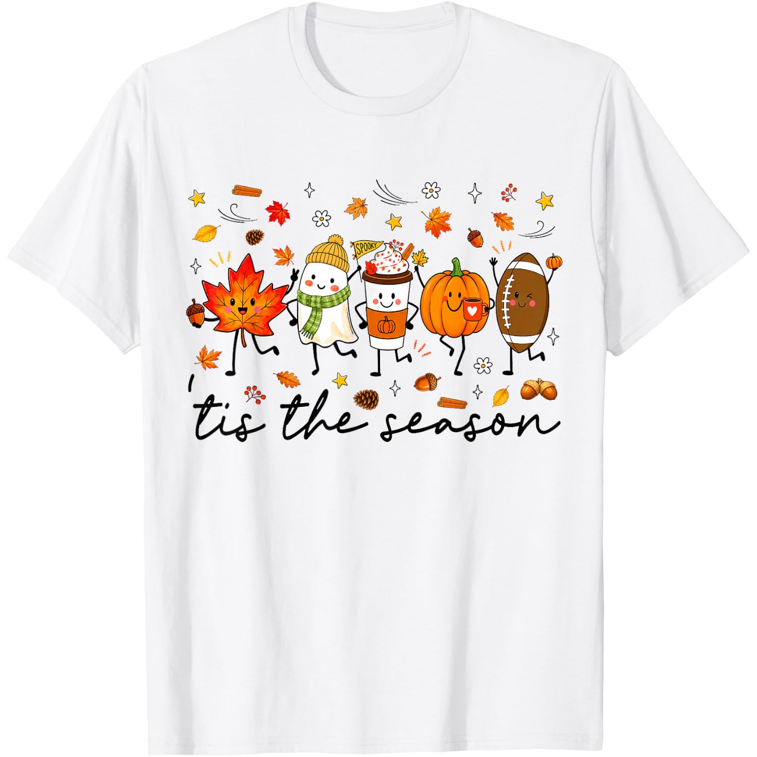 Tis The Season Cute Fall Doodle Hello Autumn Thanksgiving T-Shirt