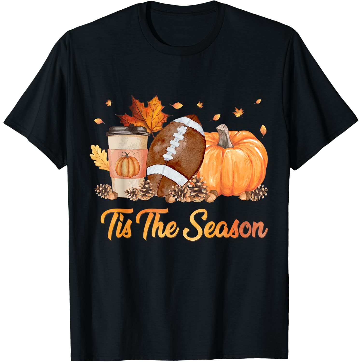 Tis The Season Football Fall Season Football Pumpkin Spice T-Shirt