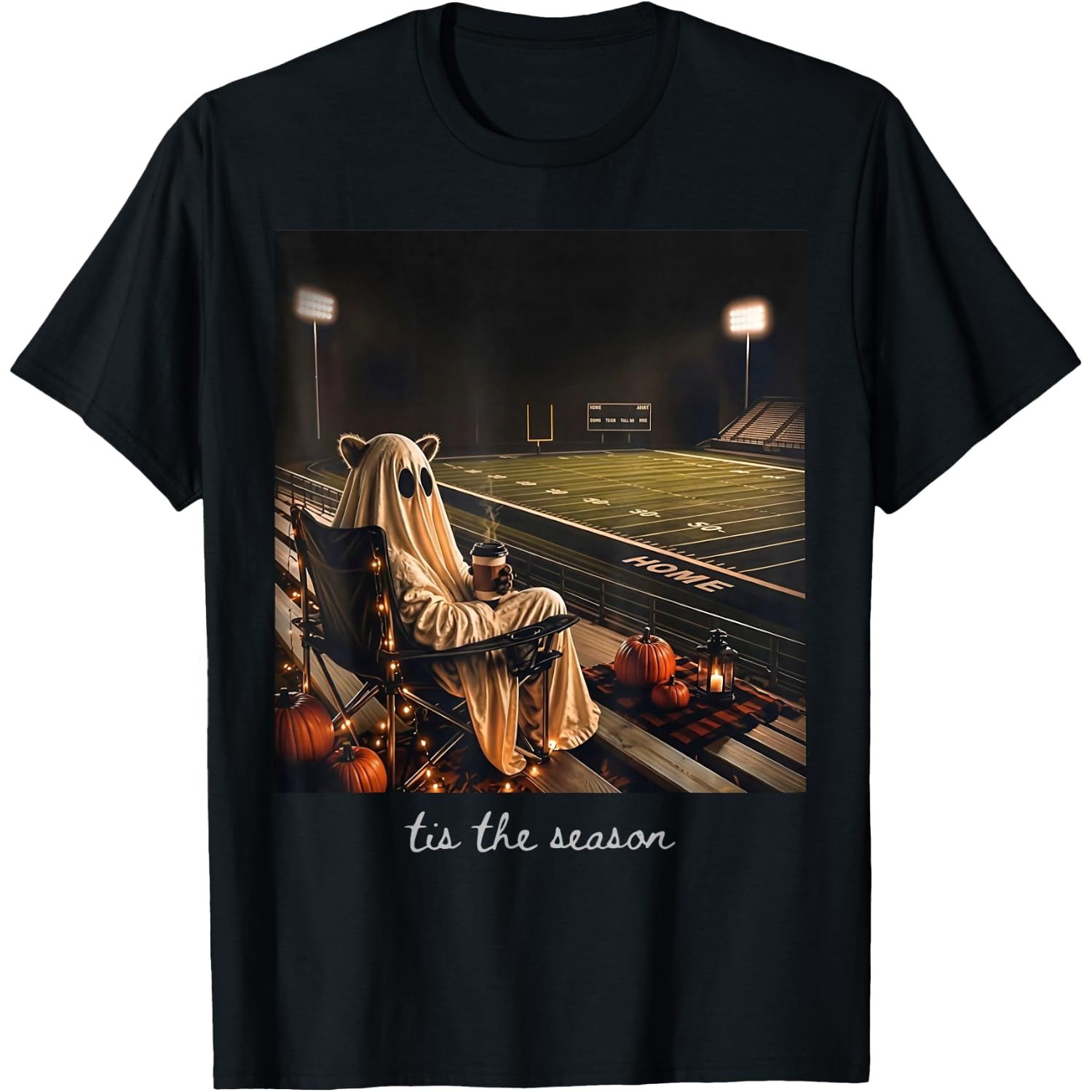 Tis The Season Ghost Football Fan Autumn Halloween T-Shirt