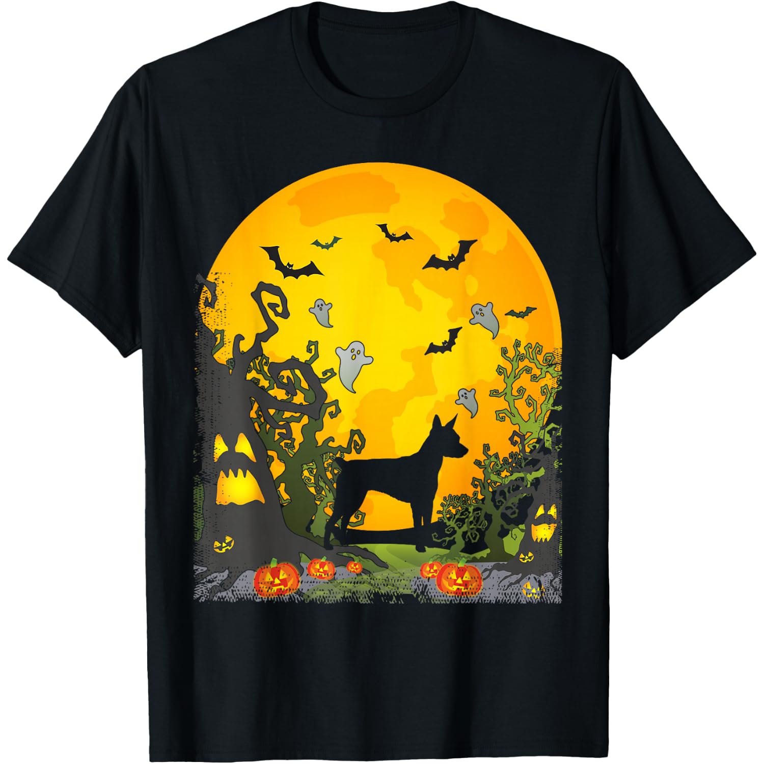 Toy Fox Terrier Halloween Costume Moon Silhouette Creepy T-Shirt
