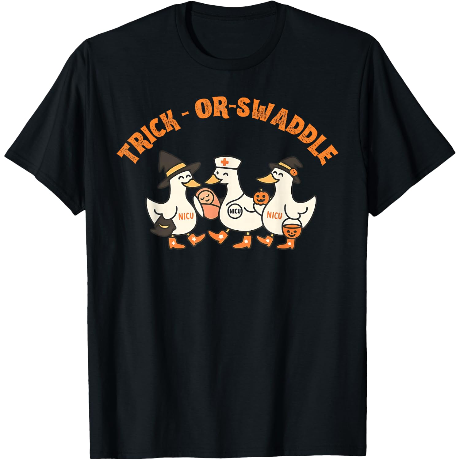 Trick Or Swaddle NICU Nurse Halloween Ghost Neonatal RN Fall T-Shirt
