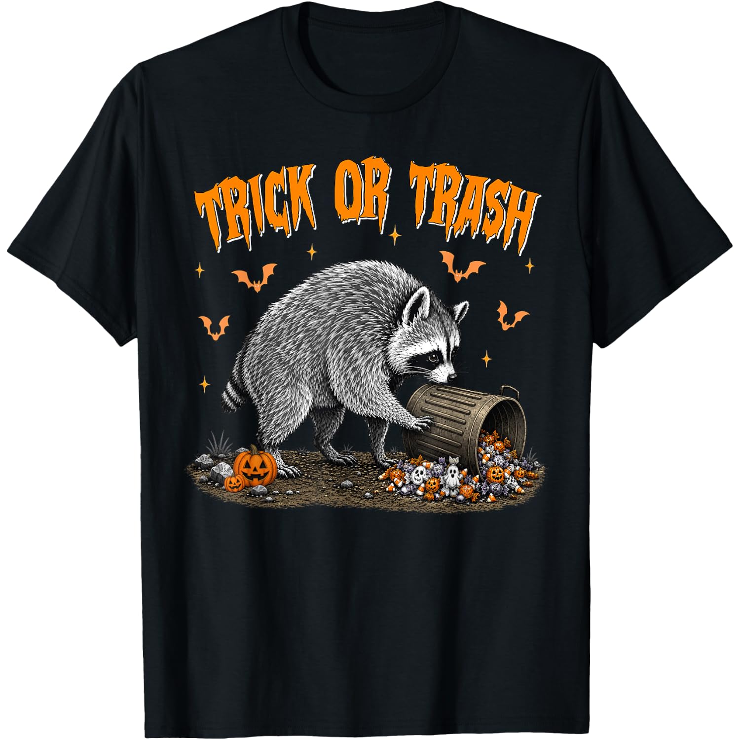 Trick Or Trash Funny Jimothy Raccoon Viral Meme Halloween T-Shirt