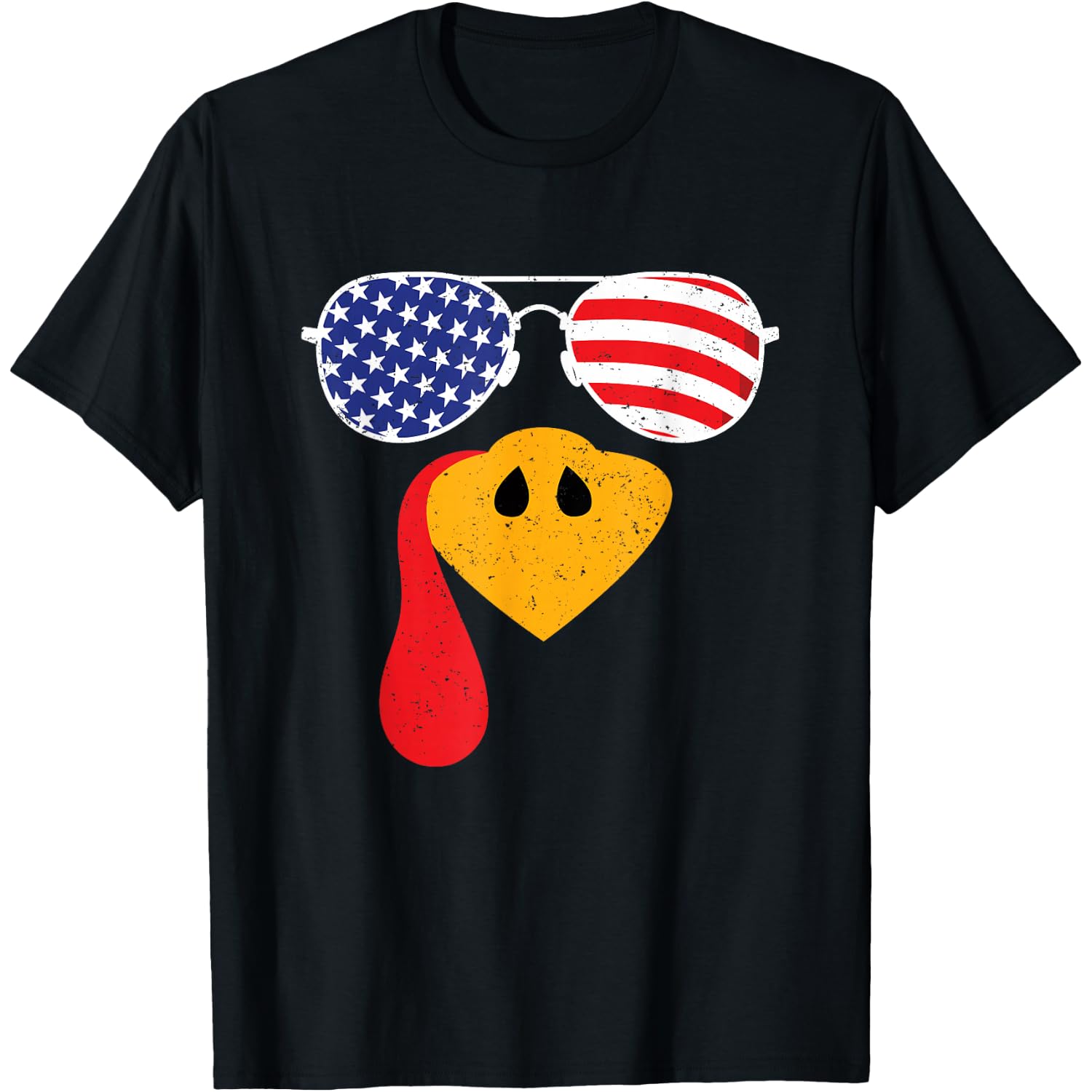 Turkey Face Flag Sunglasses Thanksgiving Family Outfits T-Shirt