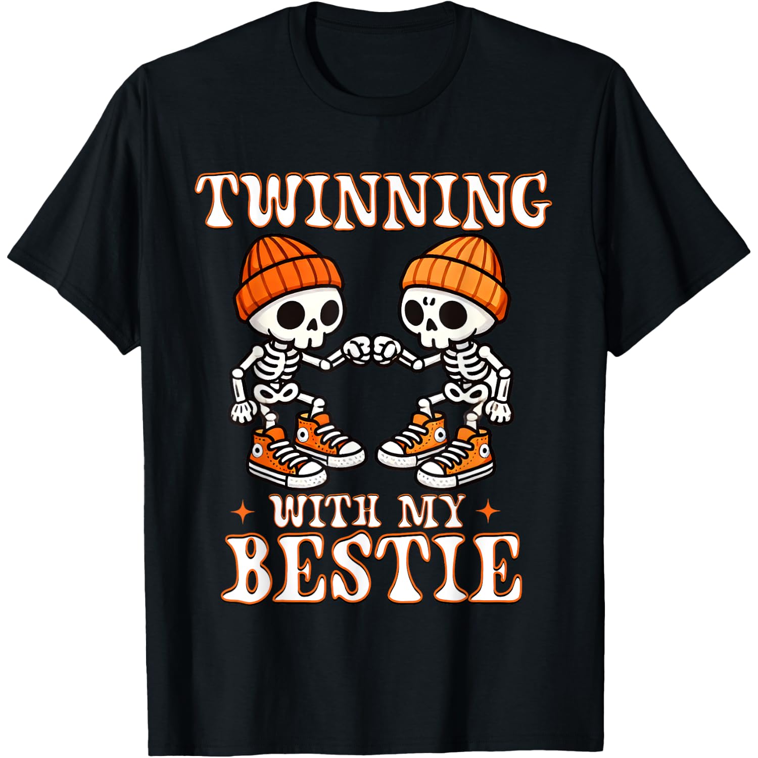 Twin Boys Twinning Halloween Best Friend Matching Skeleton T-Shirt