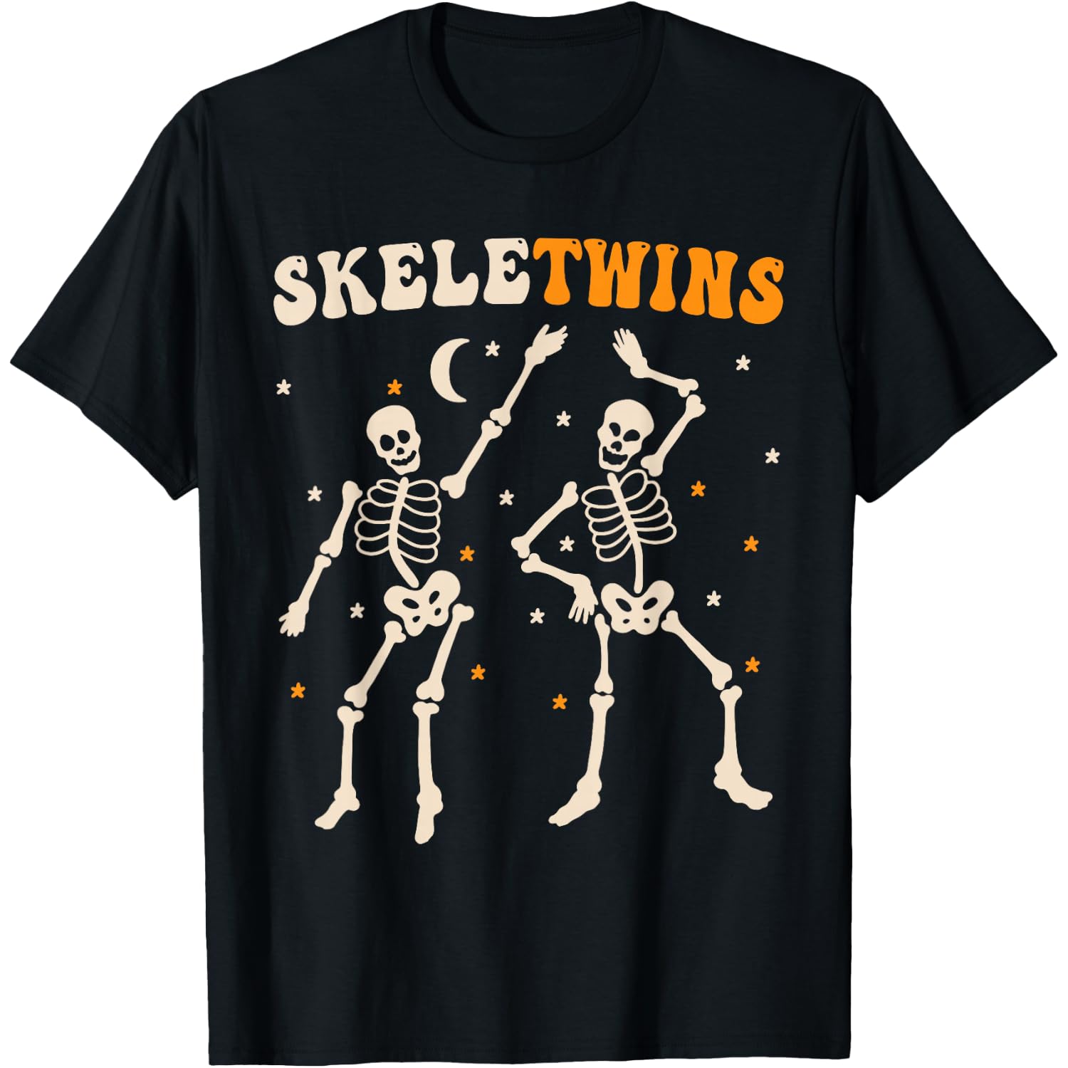 Twins Halloween Matching Skeletwins Funny Dancing Skeletons T-Shirt