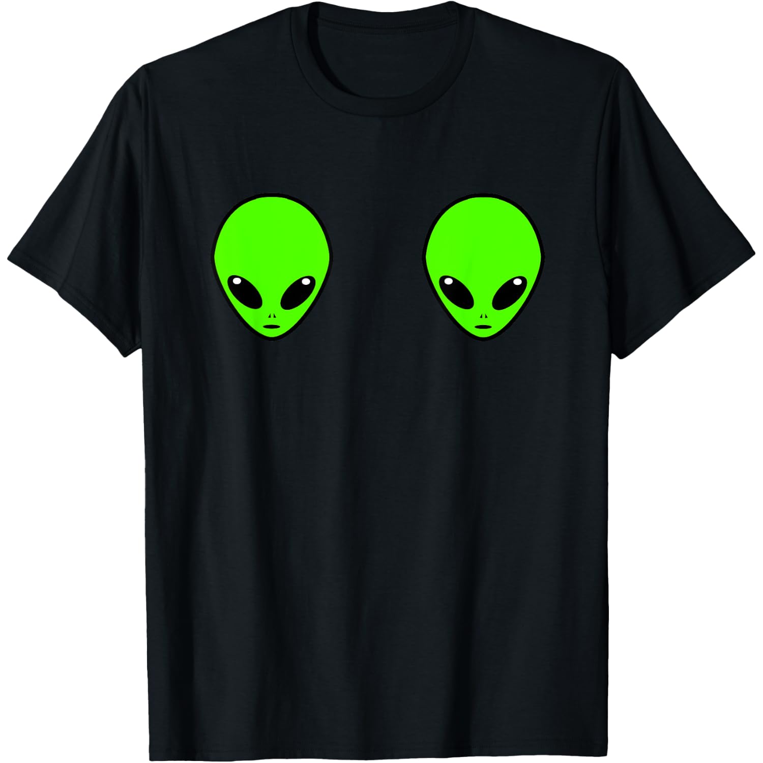 UFO Alien Head Boobs Bra, Halloween Adults Costume Women T-Shirt