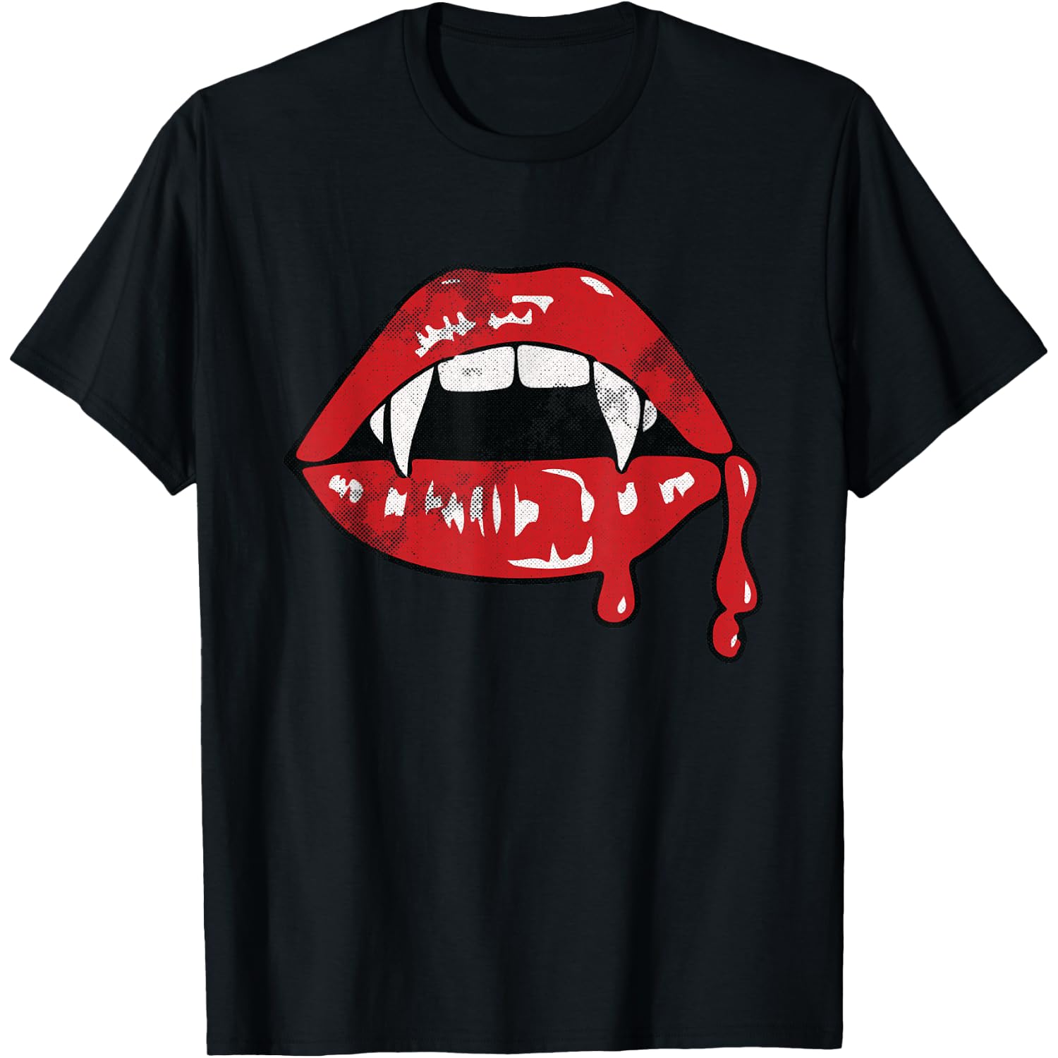 Vampire Lips Lazy Halloween Costume Blood Fangs T-Shirt