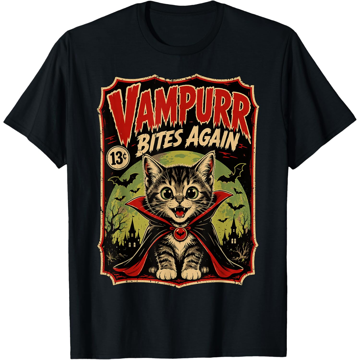 Vampurr Bites Again Halloween Cat T-Shirt