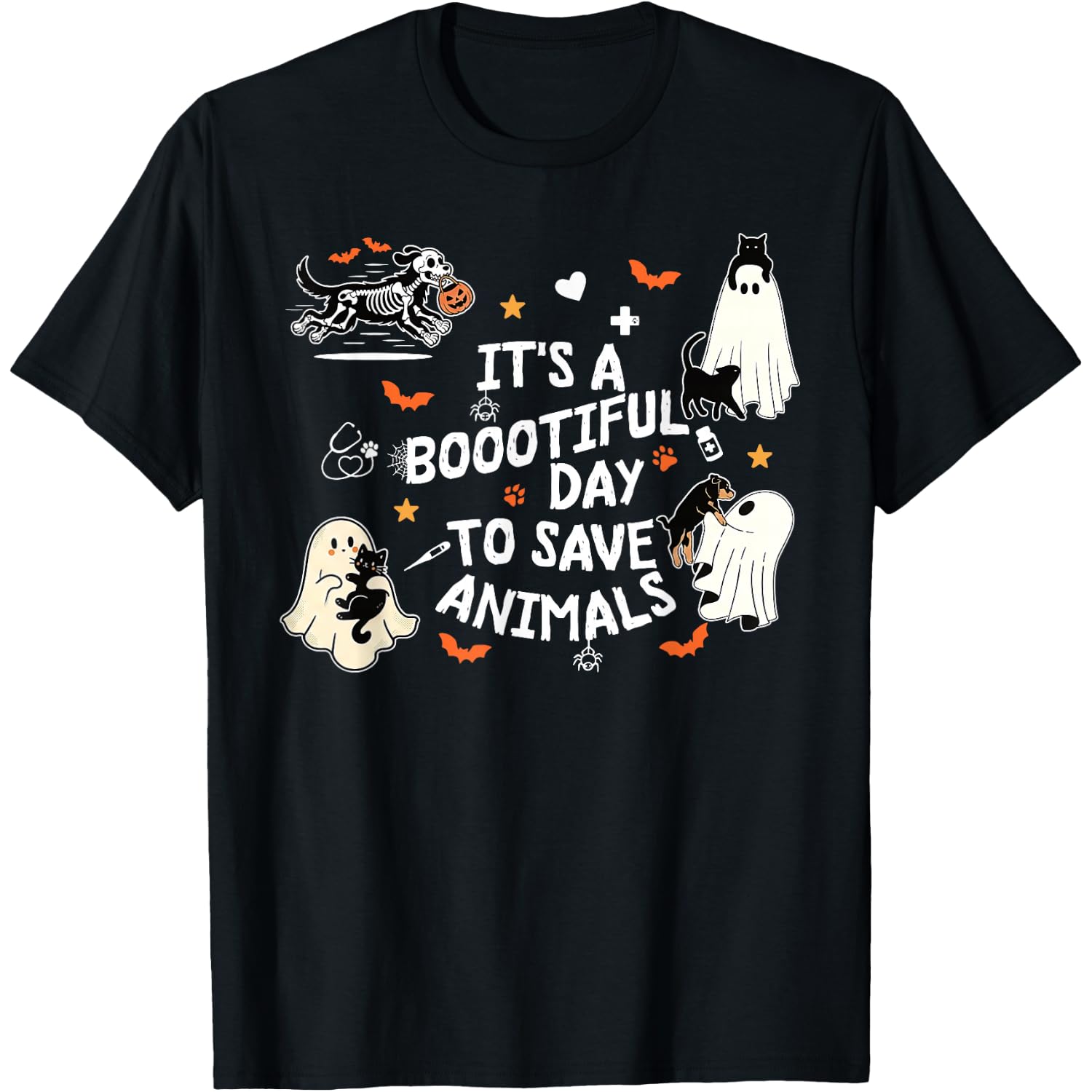 Vet Tech Med Halloween It's A Bootiful Day to Save Animals T-Shirt