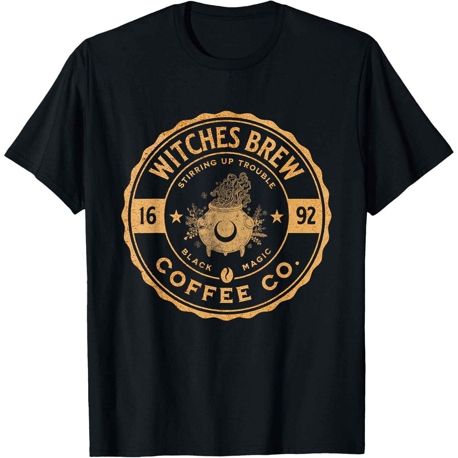 Vintage 1692 Witches Brew Funny Coffee Company Magic Co T-Shirt