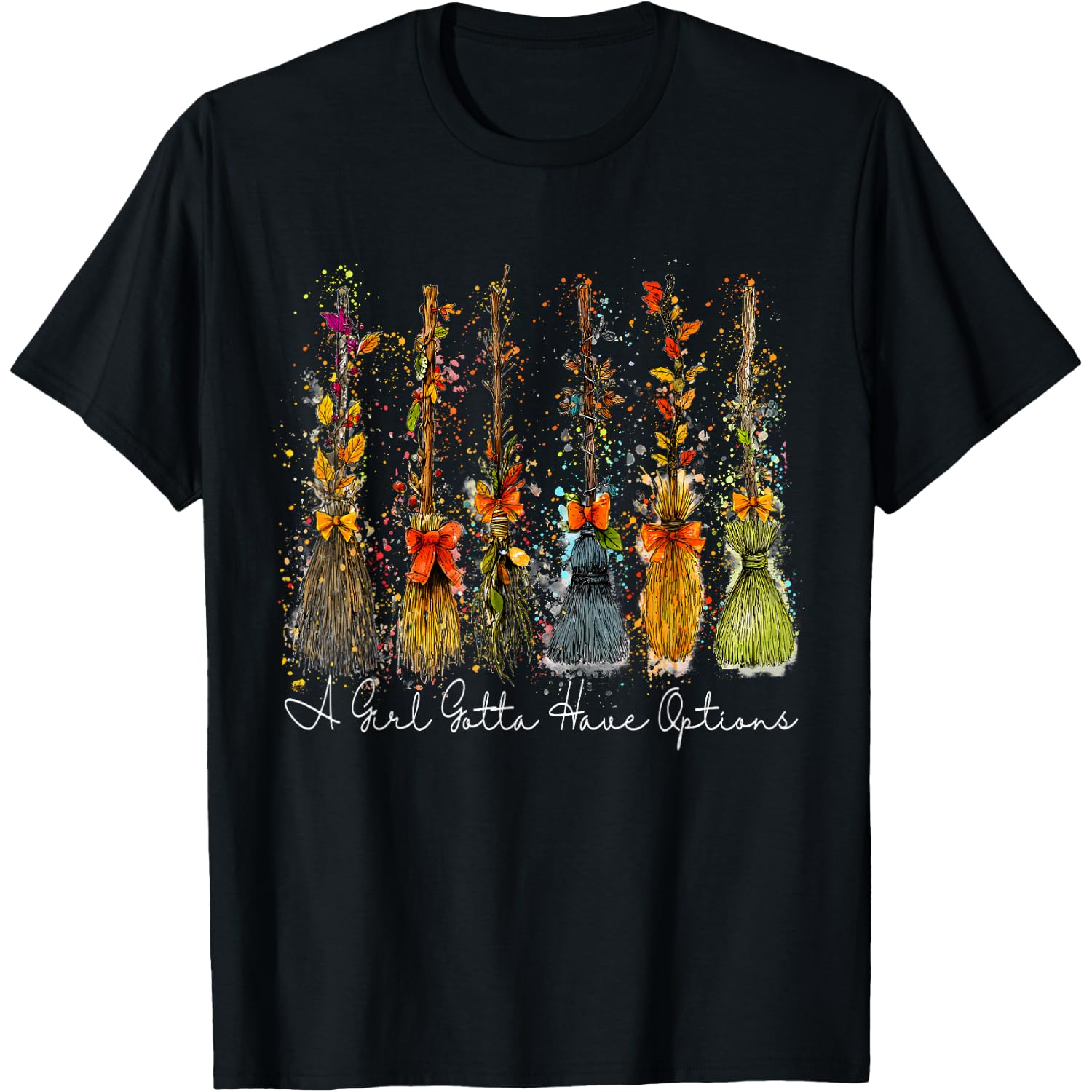 Vintage 90s Retro Broomstick A Girl's Gotta Have Options T-Shirt