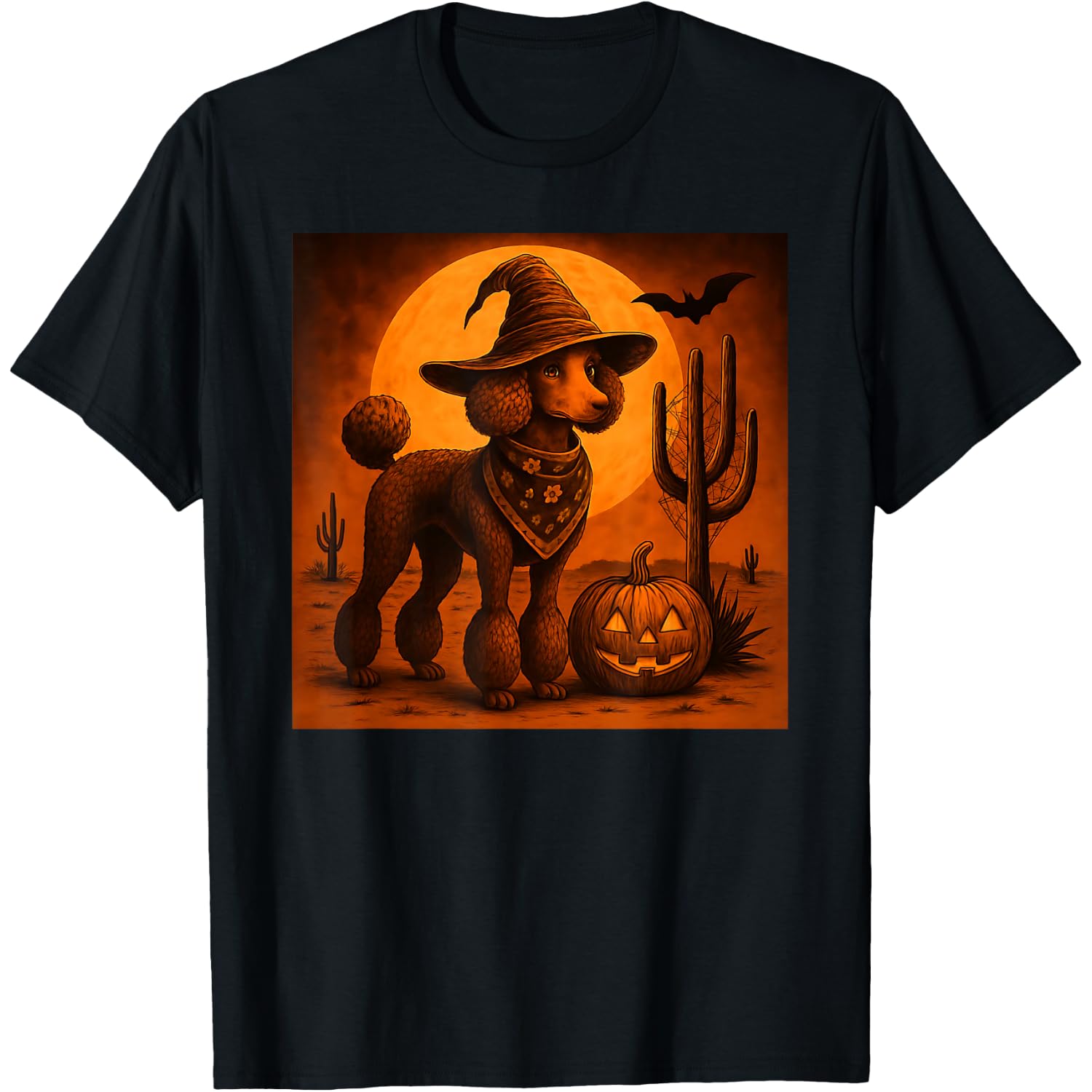 Vintage 90s Western Cowboy Poodle Dog Halloween Costume Moon T-Shirt
