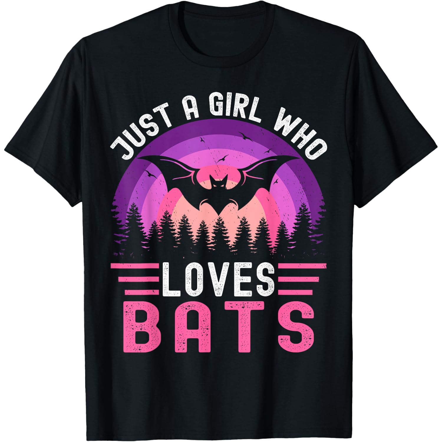 Vintage Bat Just a Girl Who Loves Bats Funny Bat Halloween T-Shirt