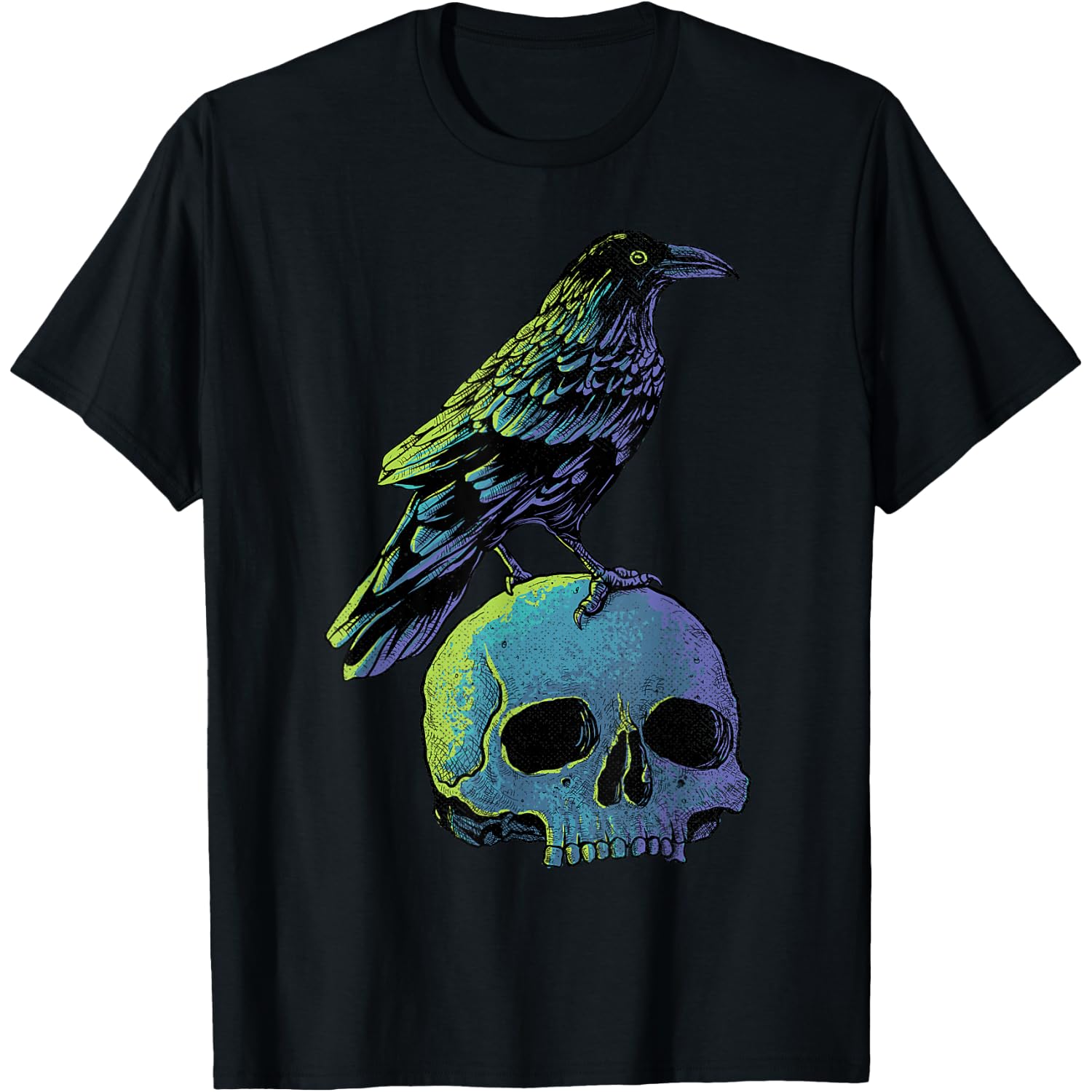 Vintage Crow Skull Spooky Raven Gothic Halloween Apparel T-Shirt
