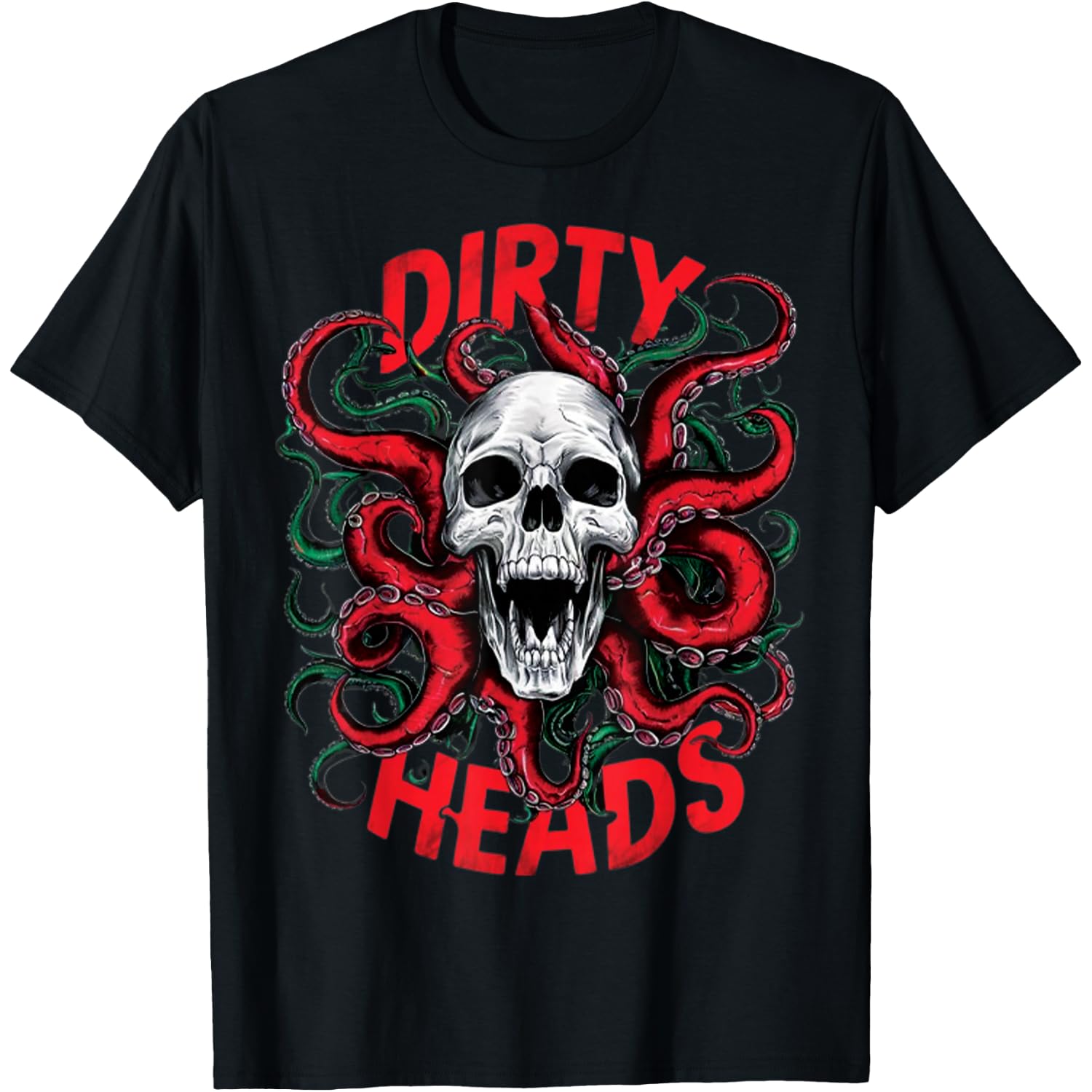 Vintage Dirty Skull Octopus Head Halloween Y2K Goth Grunge T-Shirt