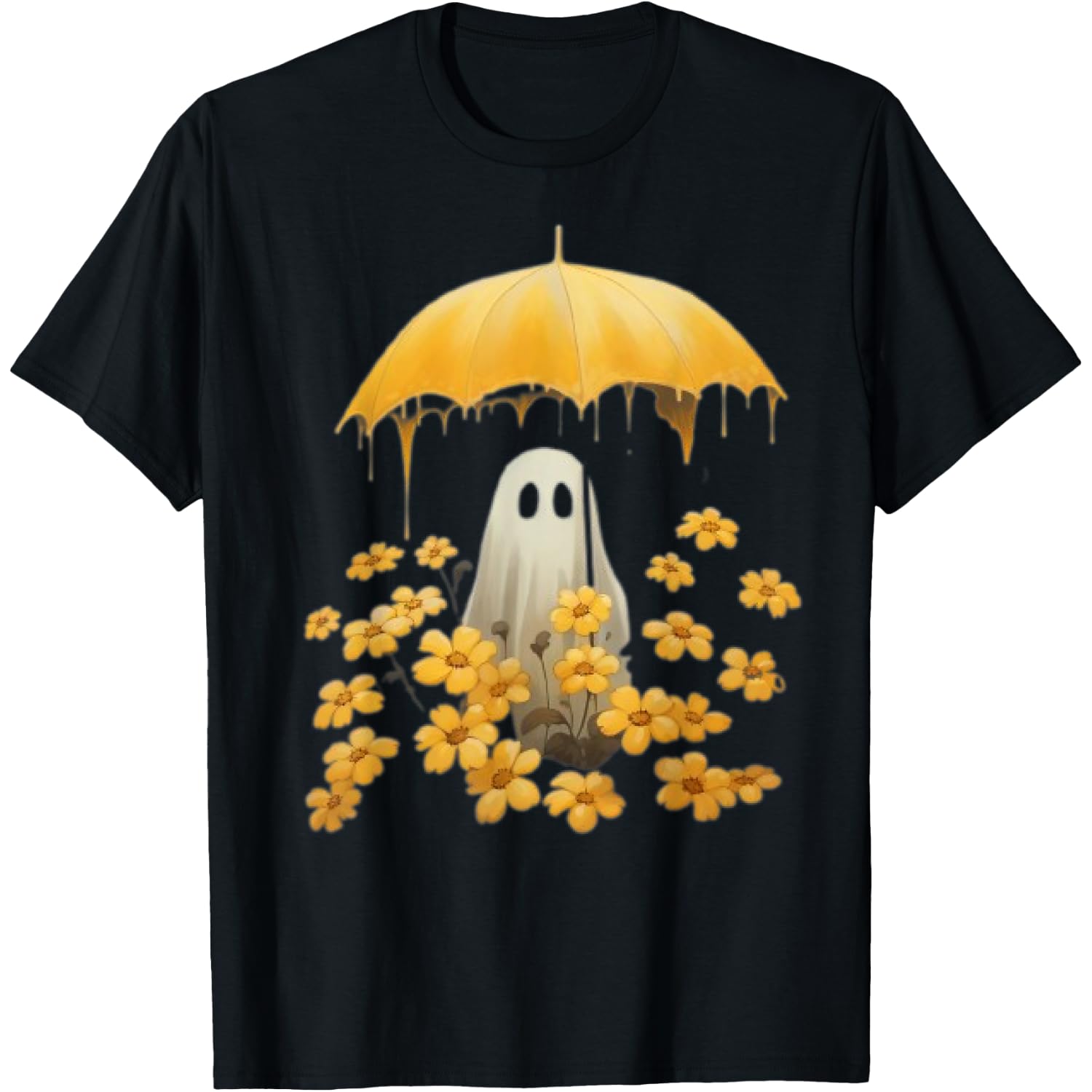 Vintage Floral Ghost Halloween Ghost In The Forest Gothic T-Shirt
