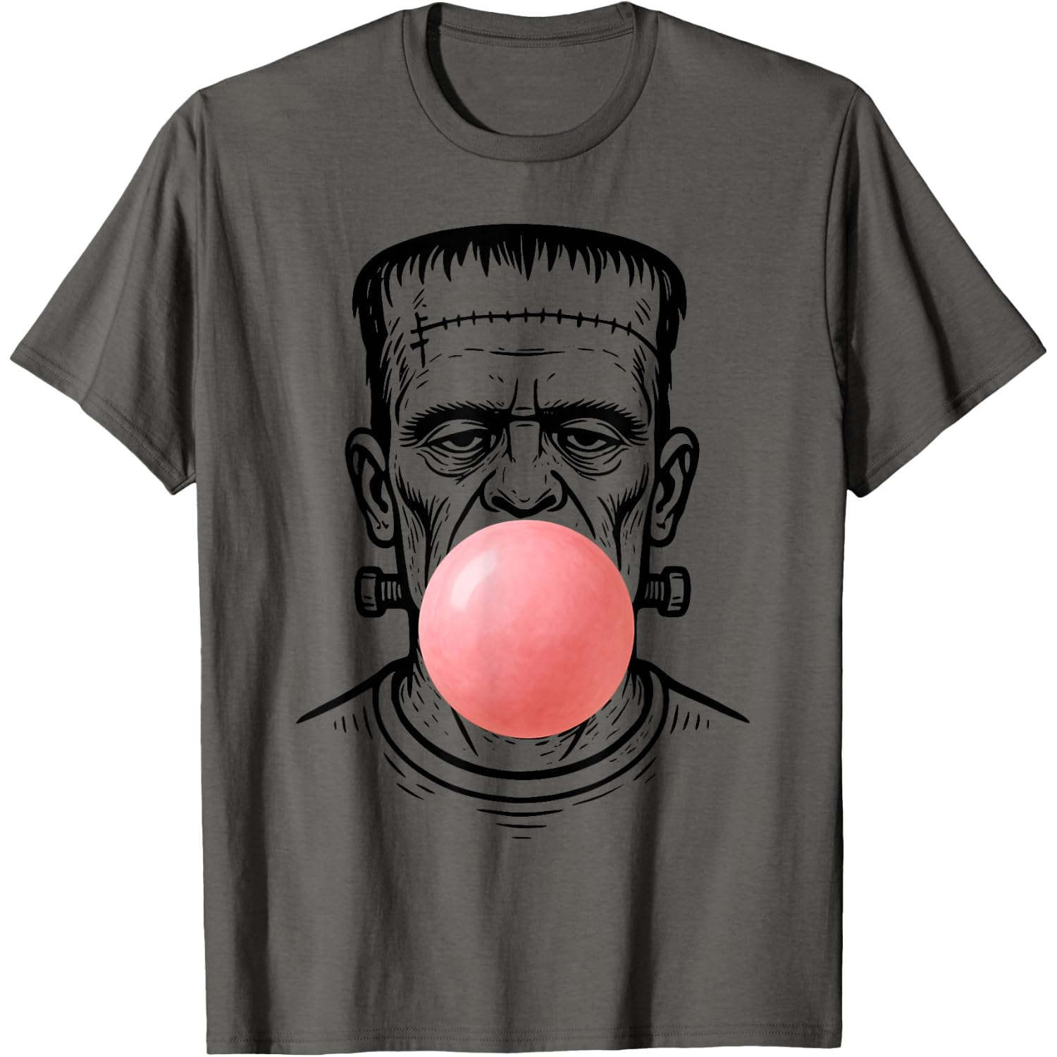 Vintage Frankenstein Monster Blowing a Bubble Gum Halloween T-Shirt