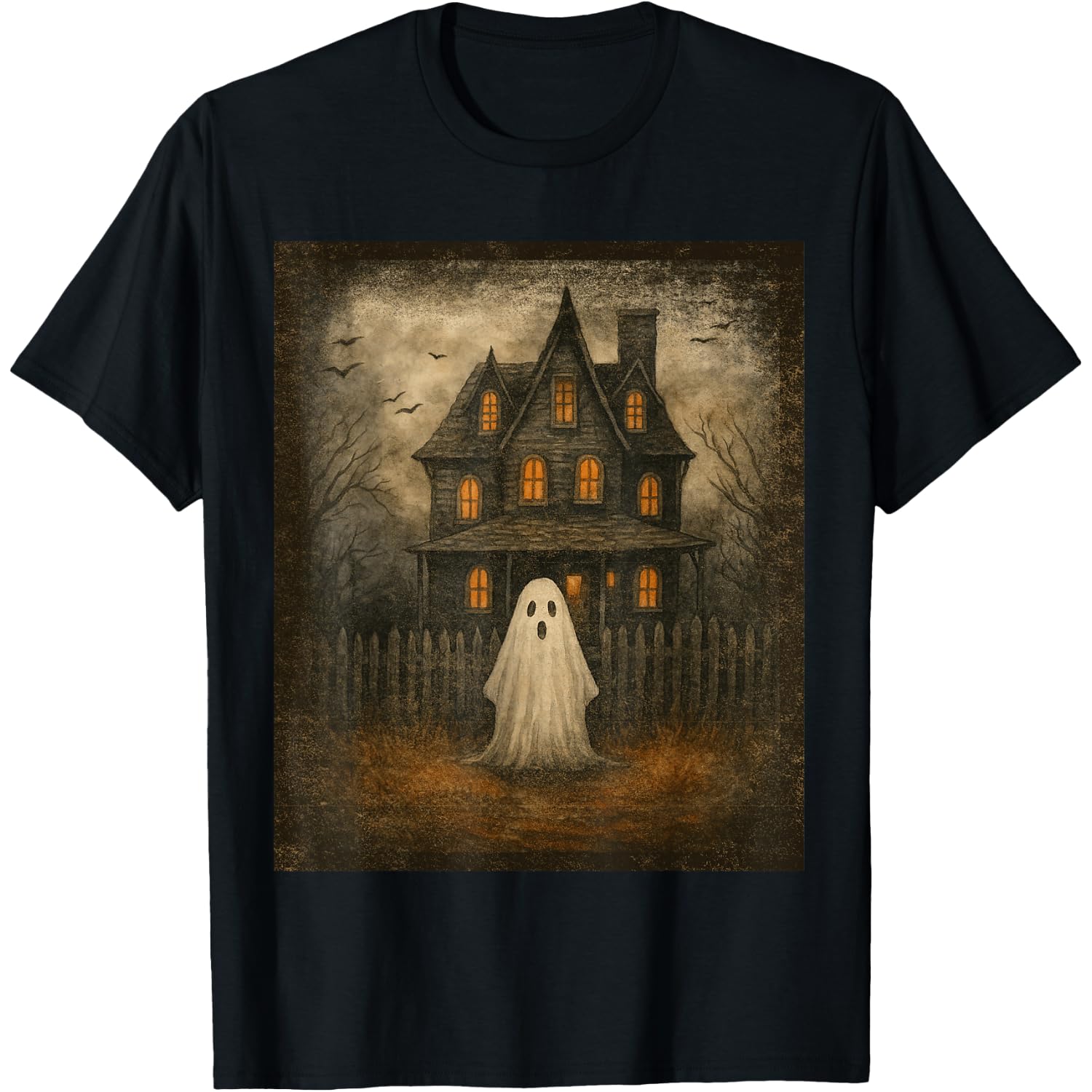 Vintage Ghost Boo Haunted House Halloween Costumes Boy Men T-Shirt
