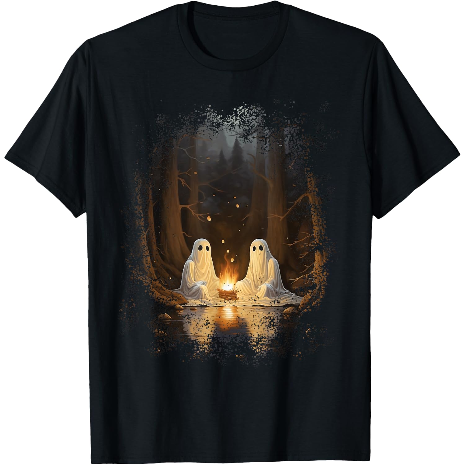 Vintage Ghost Campfire Camping Gothic Halloween T-Shirt