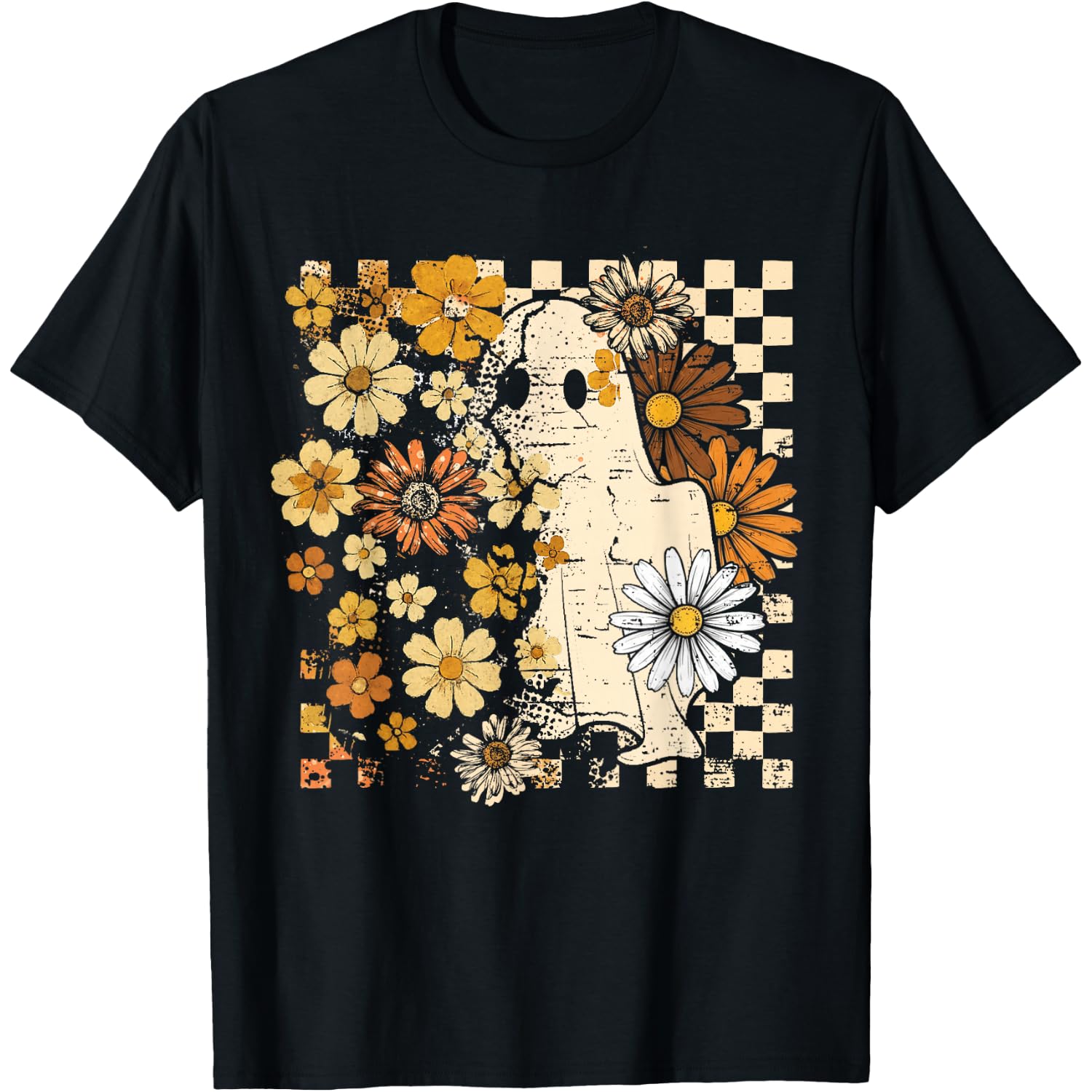 Vintage Ghost Floral Halloween Fall Thankgiving Costume T-Shirt