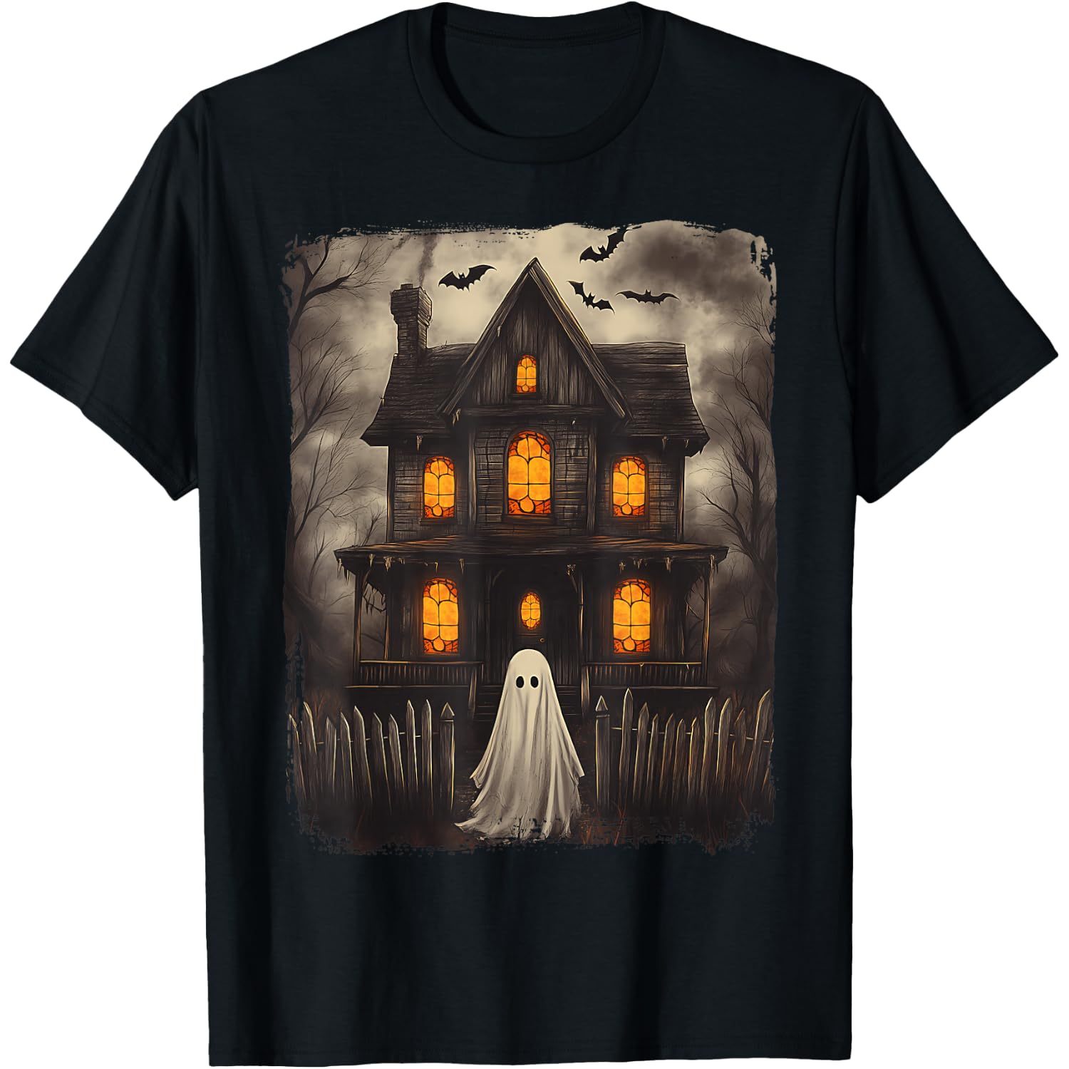 Vintage Ghost Haunted House Scary Halloween Costume Spooky T-Shirt