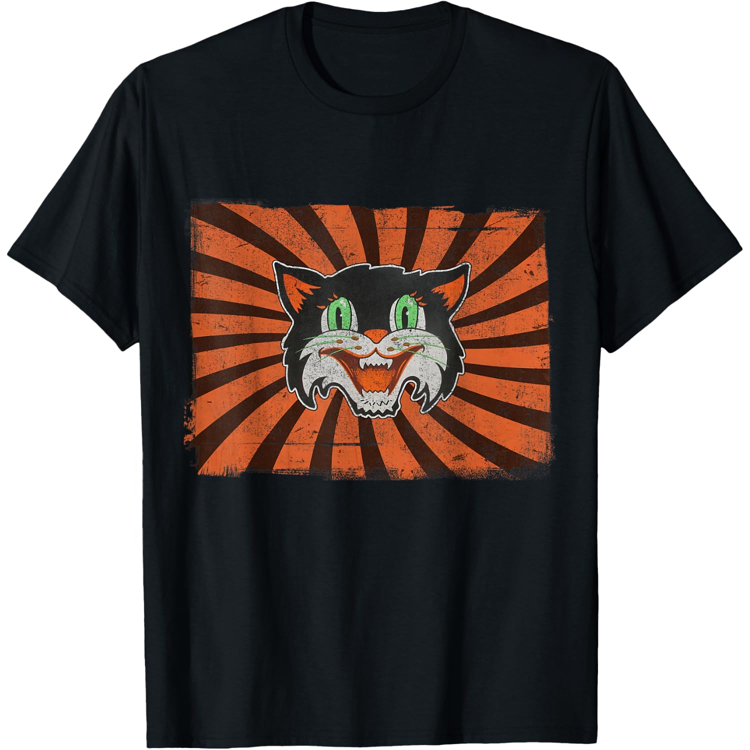 Vintage Halloween Black Cat Lover Funny Retro Gift T-Shirt