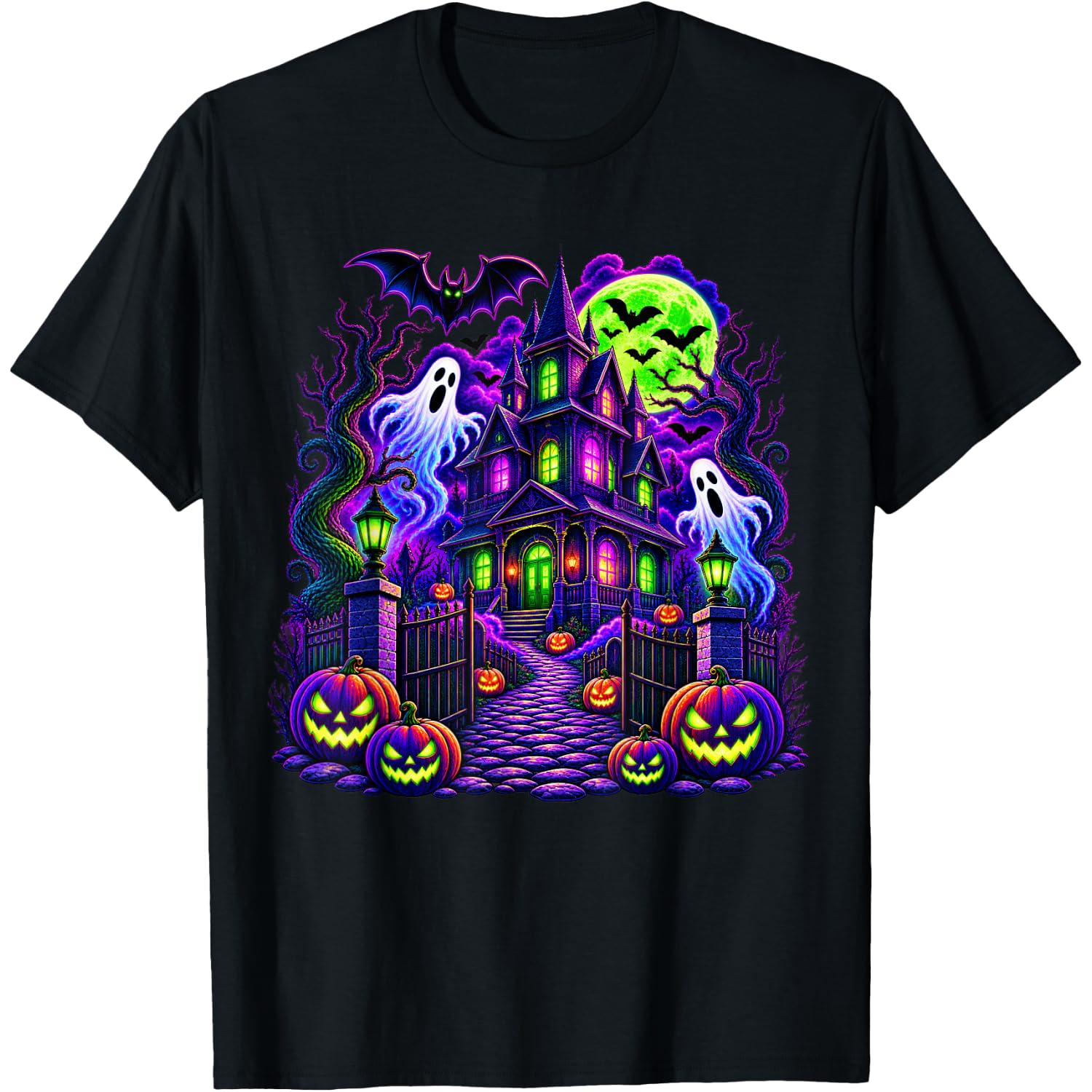 Vintage Halloween Spooky Scene Pumpkin Scary Costume Graphic T-Shirt