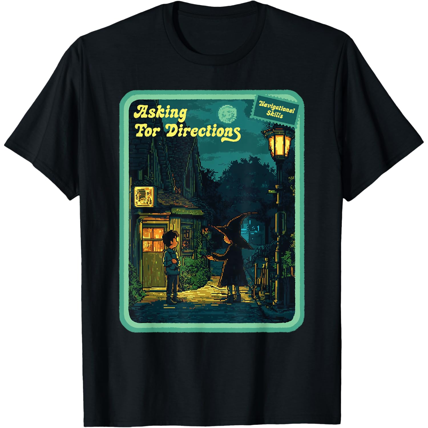 Vintage Horror Halloween Retro Spooky Witch Navigation T-Shirt