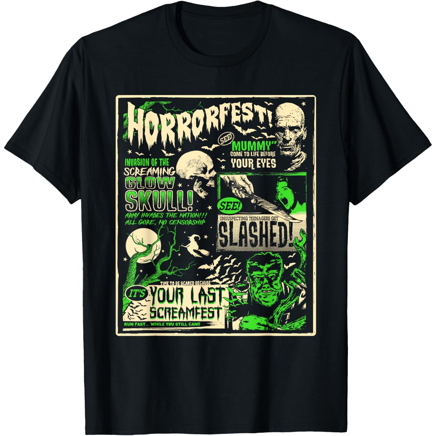 Vintage Horrorfest Halloween Movie Poster Old Time Horror T-Shirt