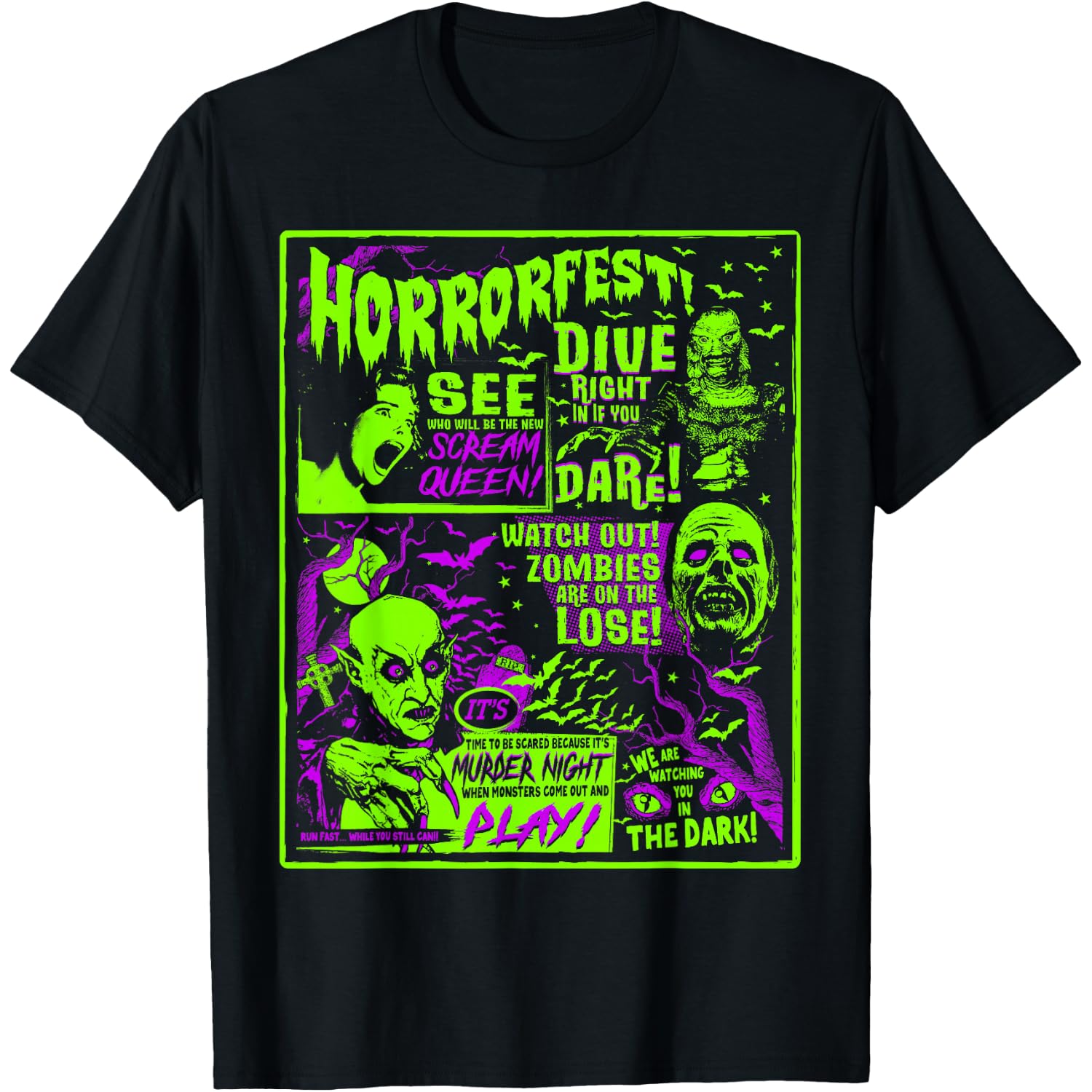 Vintage Horrorfest Halloween Movie Poster Old Time Horror T-Shirt