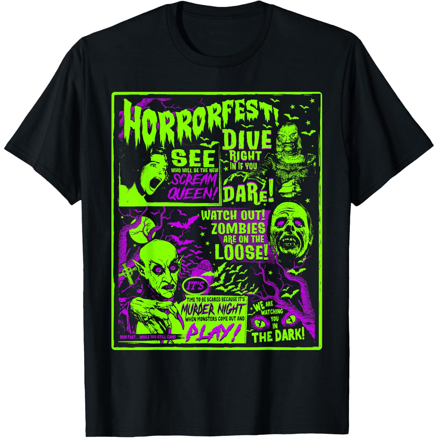 Vintage Horrorfest Poster Halloween Movie Old Time Horror T-Shirt