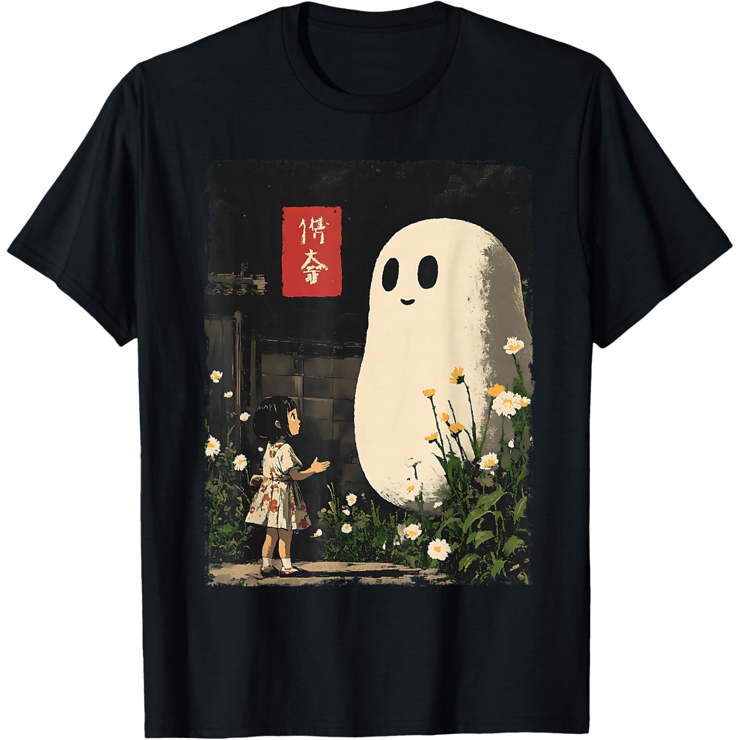 Vintage Japanese Anime Ghost Kawaii Halloween Graphic Tee T-Shirt