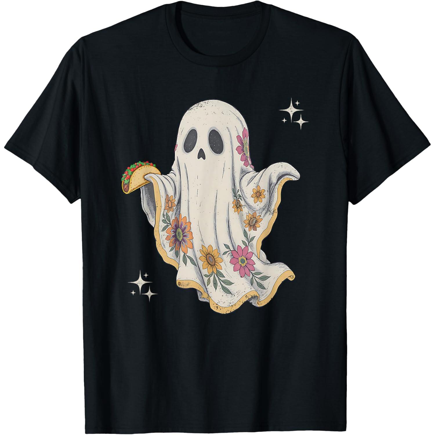 Vintage Mexican Ghost Boo Taco Cute Retro Halloween Costume T-Shirt