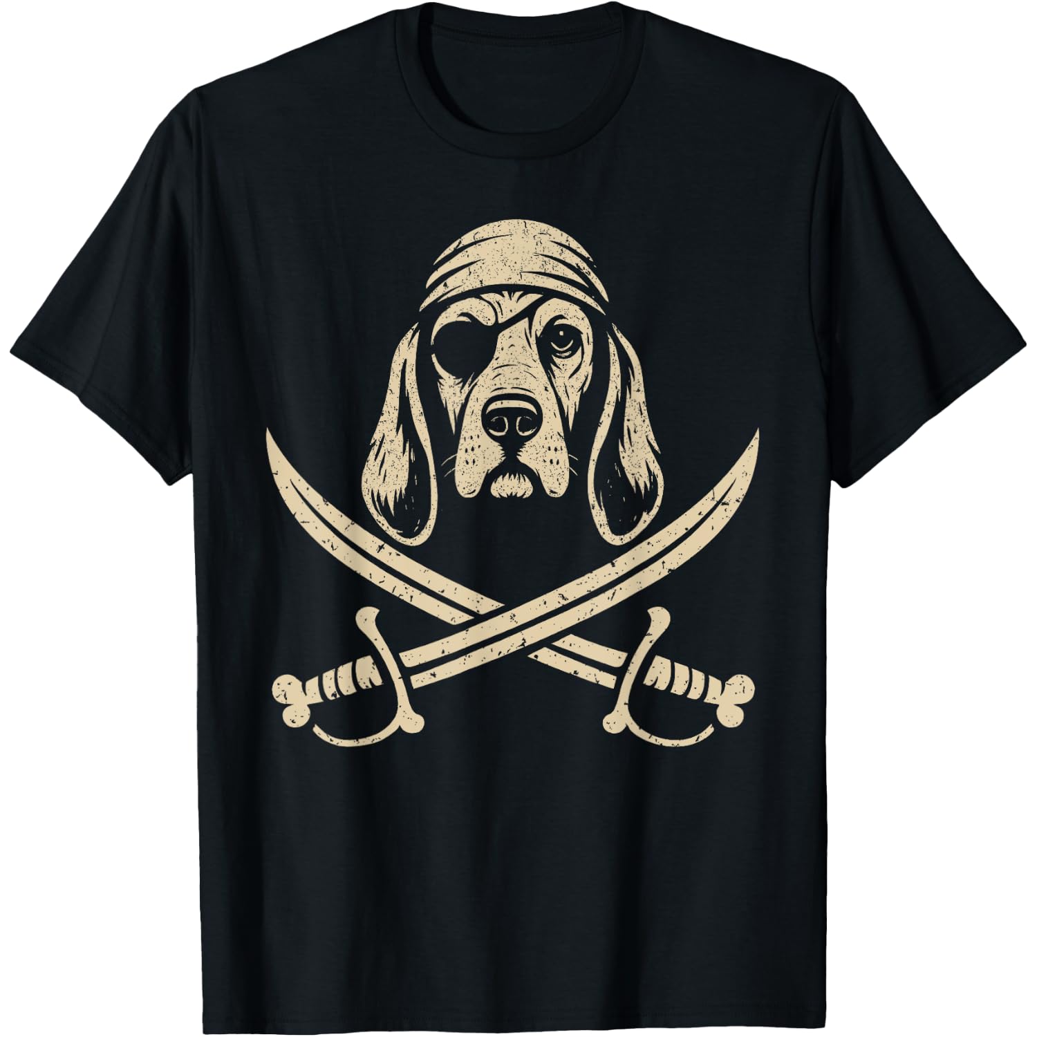 Vintage Pirate Basset Hound Crossbones Halloween Dog Lover T-Shirt