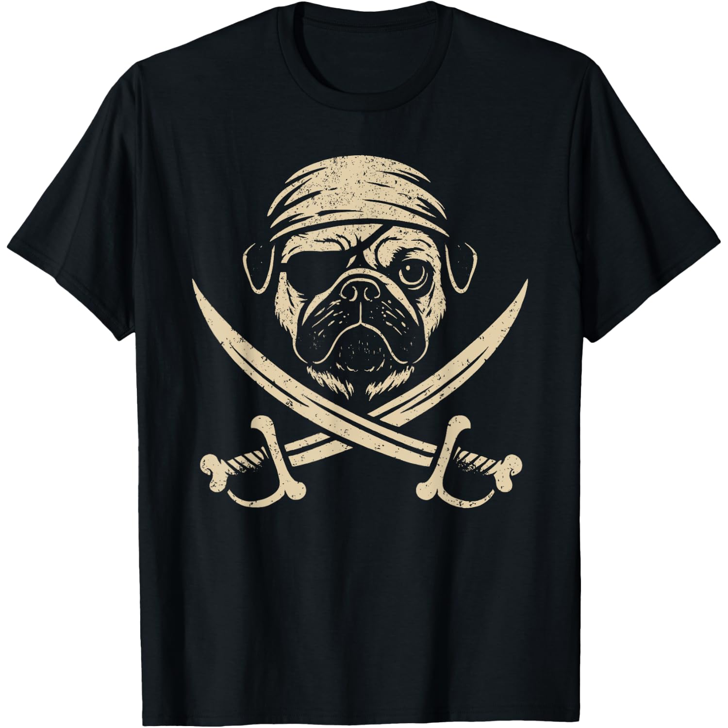 Vintage Pirate Pug Crossbones Dog Lover T-Shirt