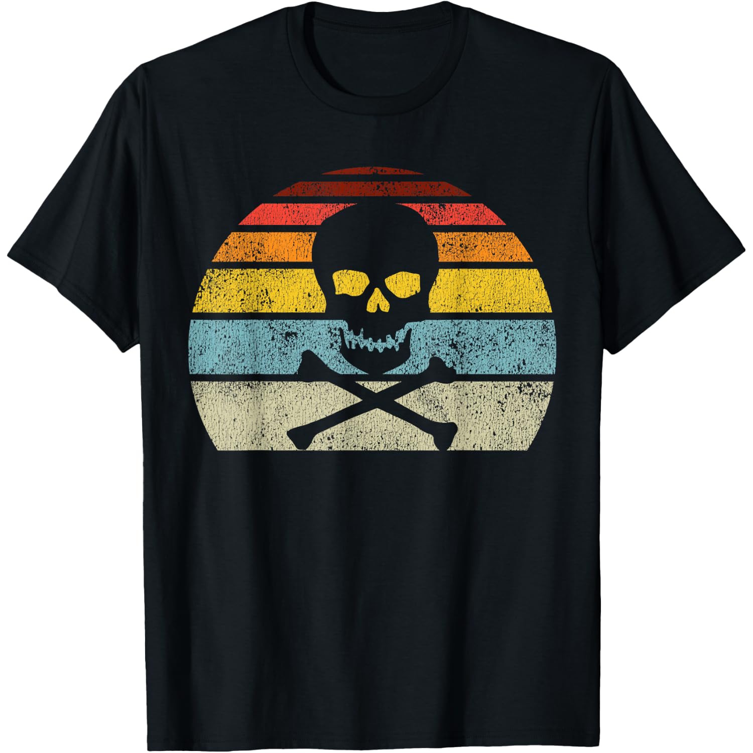 Vintage Pirate Skull Crossbones Flag Retro Style Halloween T-Shirt