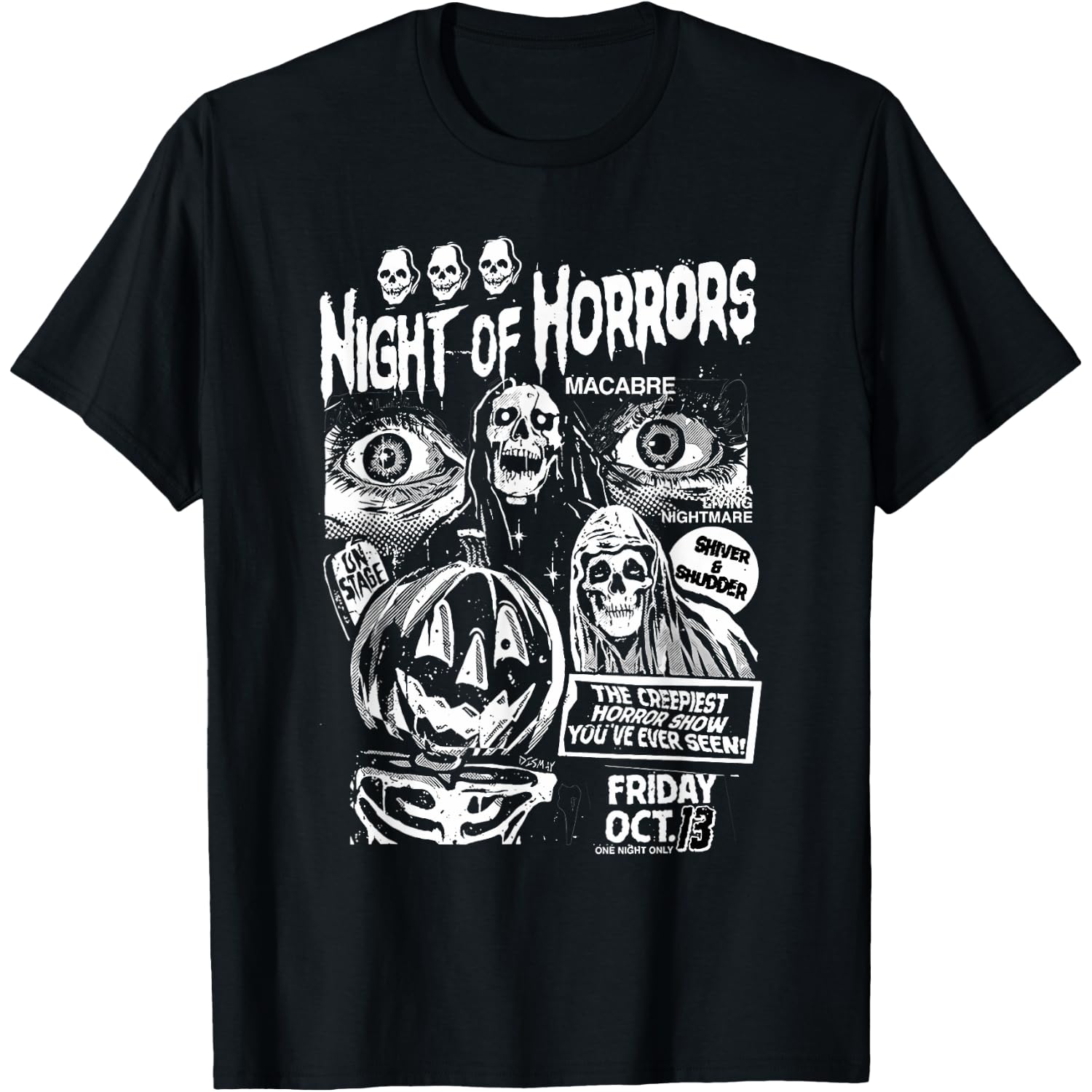 Vintage Punk Scary Night of Horrors Ghosts Spooky Halloween T-Shirt