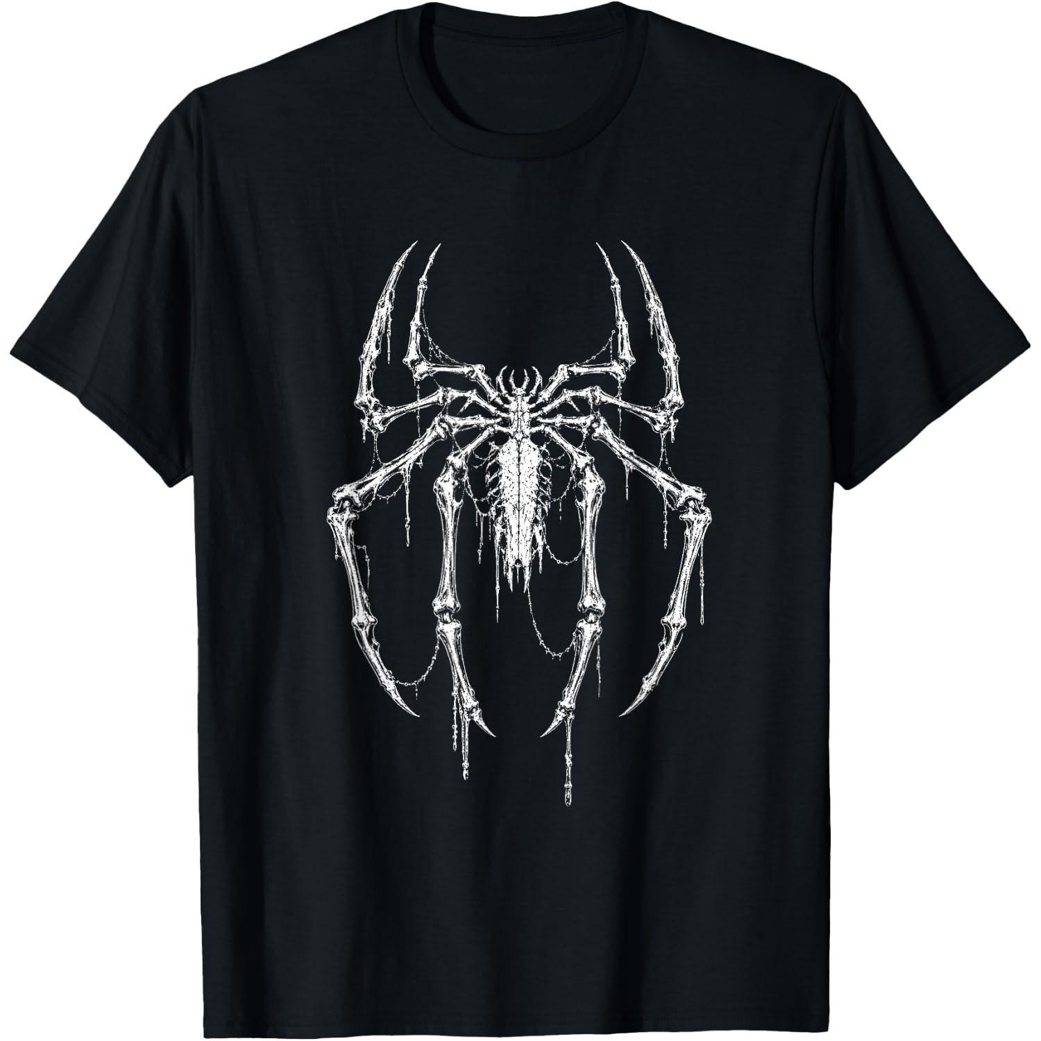 Vintage Spider Skeleton Gothic Halloween Bone Art T-Shirt