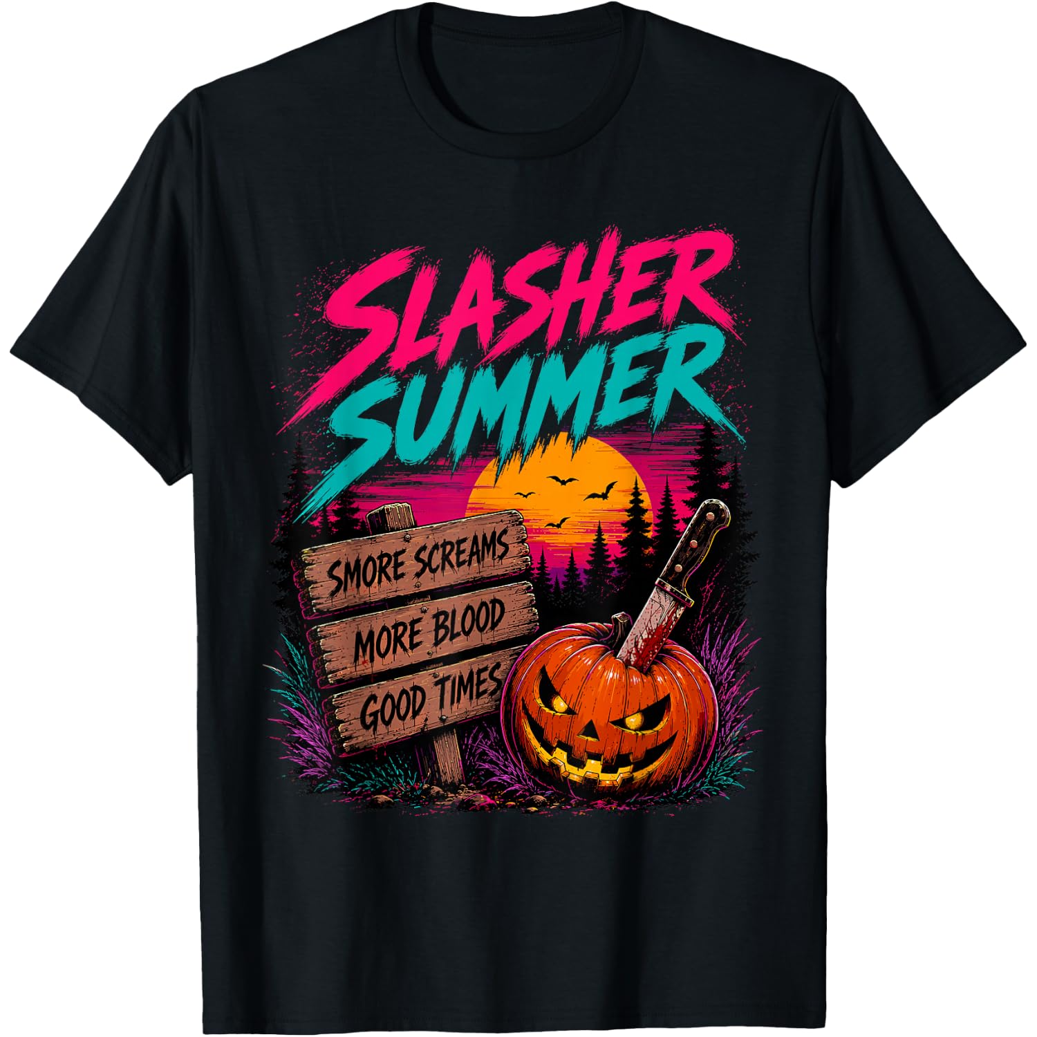 Vintage Summerween Slasher Summer Spooky Camp Halloween Cute T-Shirt