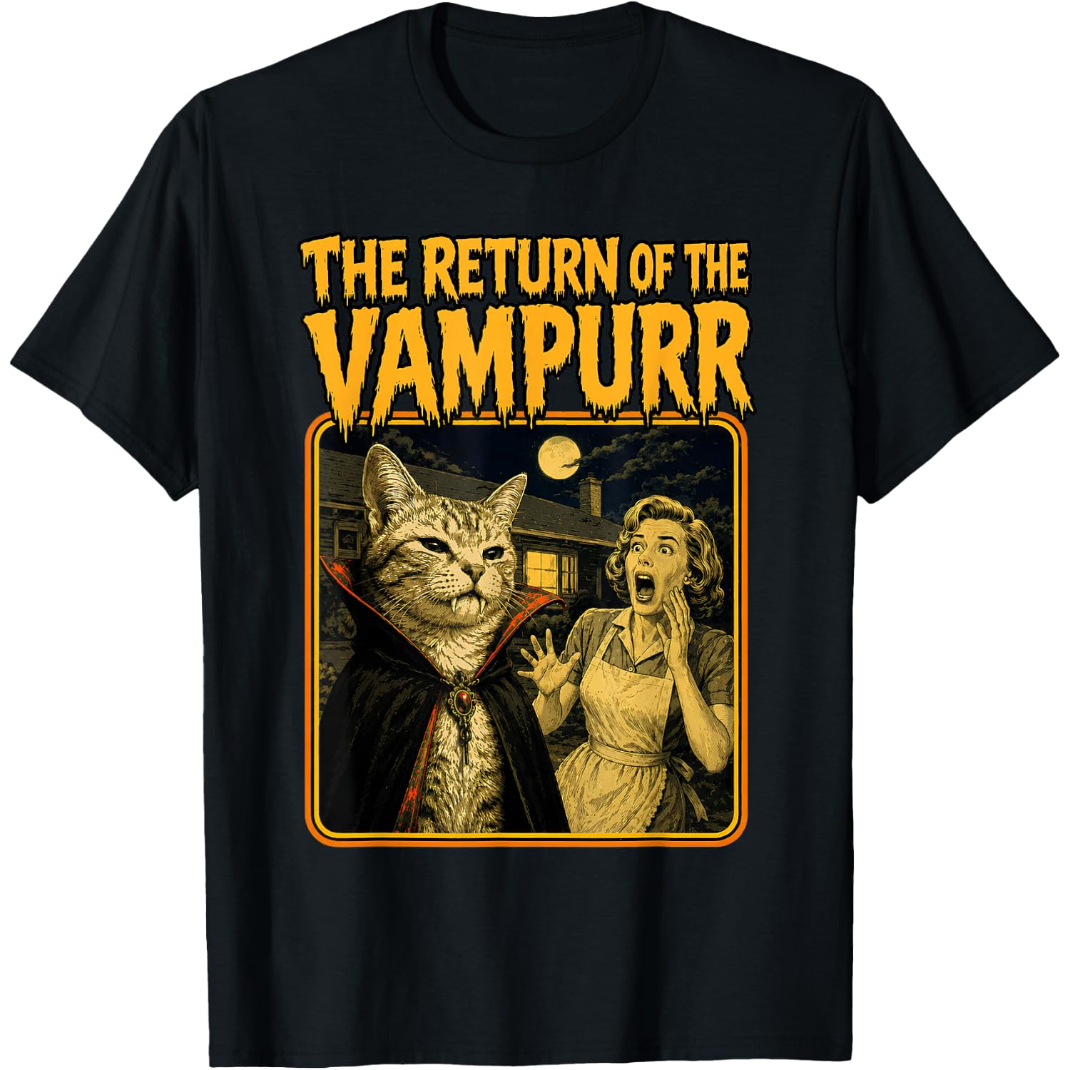 Vintage The Return of the Vampurr Halloween Vampire Cat T-Shirt