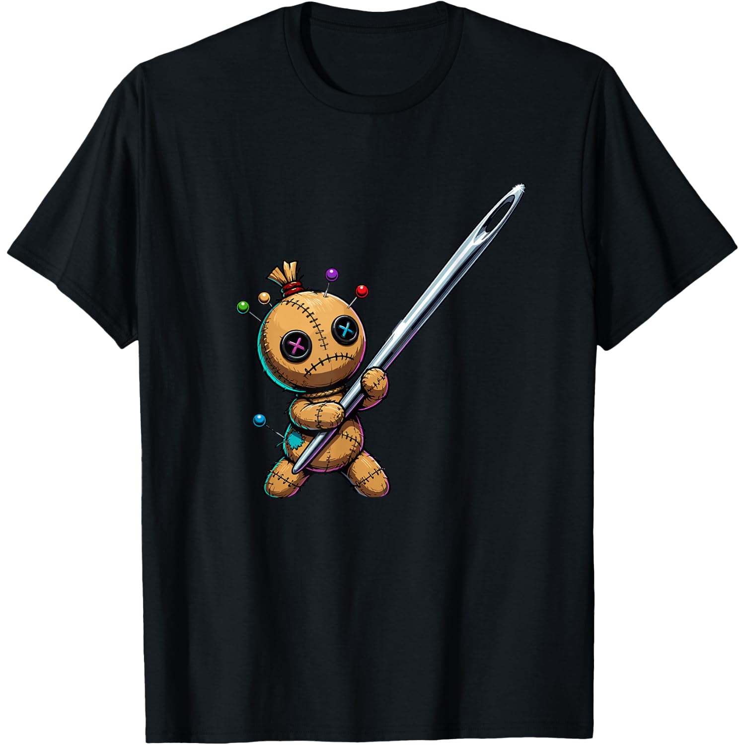 Voodoo Doll with Pins Cute Creepy Sewing Needle T-Shirt