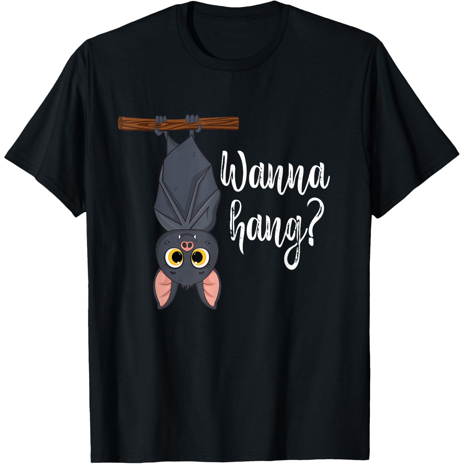 Wanna Hang Cute Funny Pun Bat Lover Halloween T-Shirt