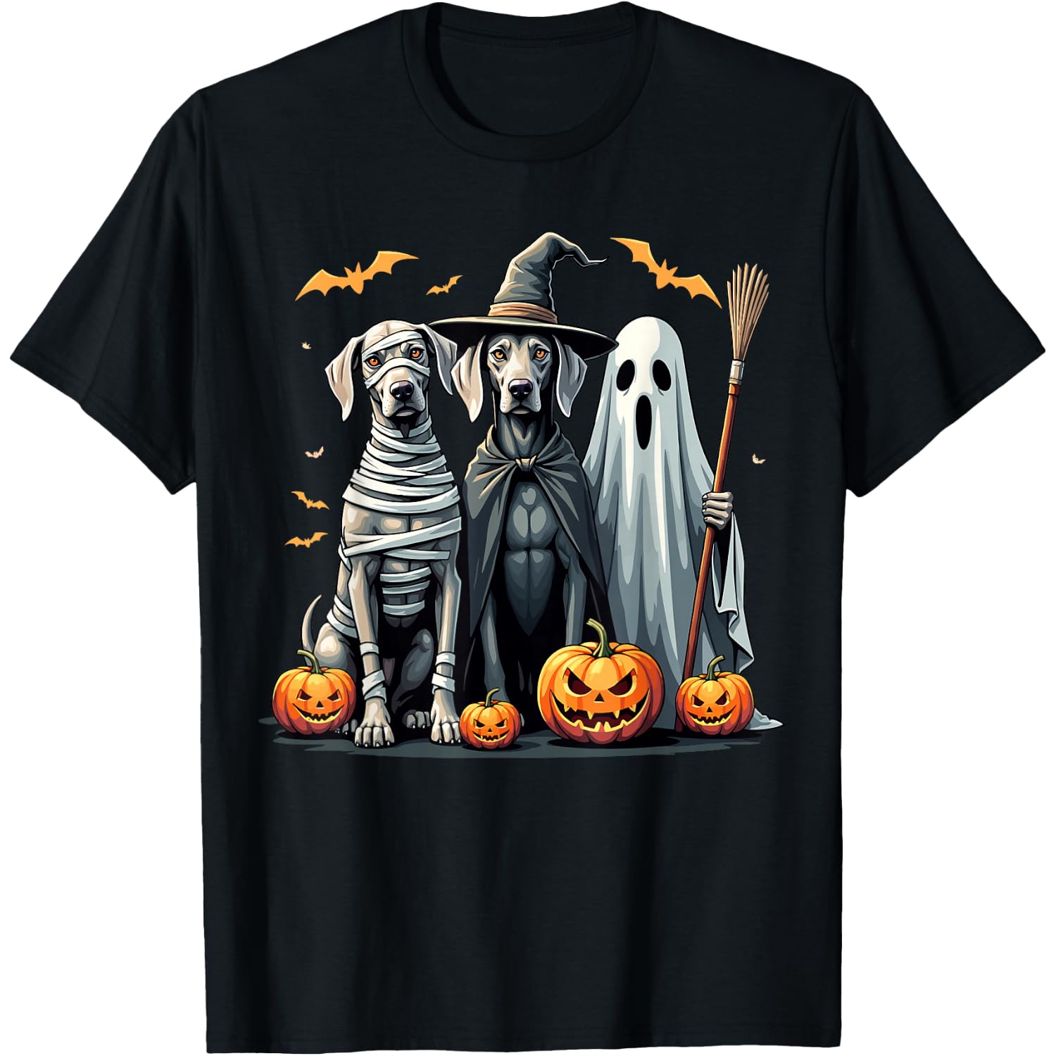 Weimaraner Halloween Costume Mummy Witch Ghost T-Shirt