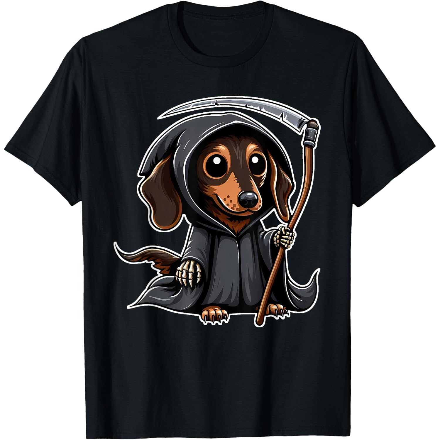 Weiner Dog Halloween Dachshund Grim Reaper T-Shirt