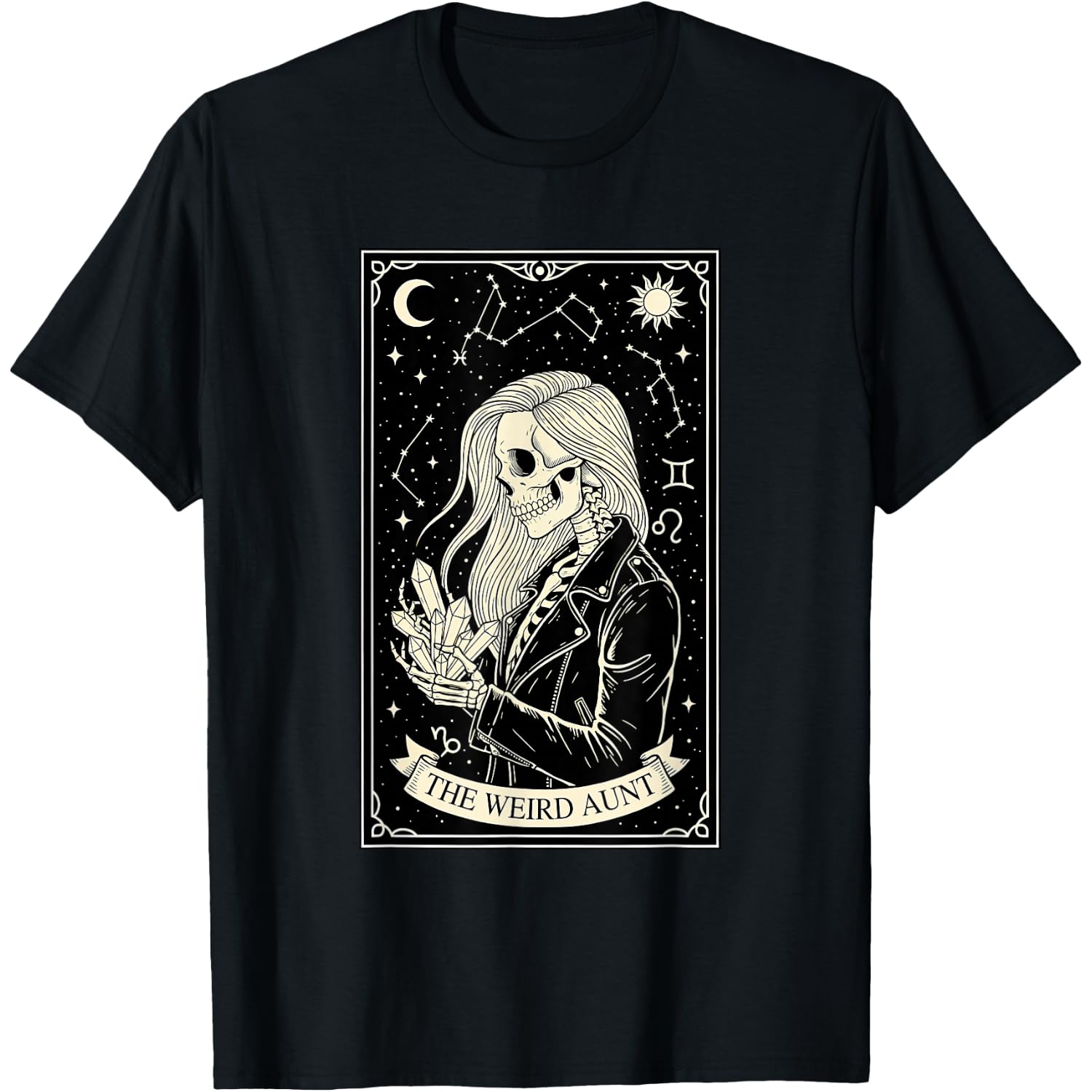 Weird Aunt Tarot Card Halloween Skeleton Feral Aunt Auntie T-Shirt