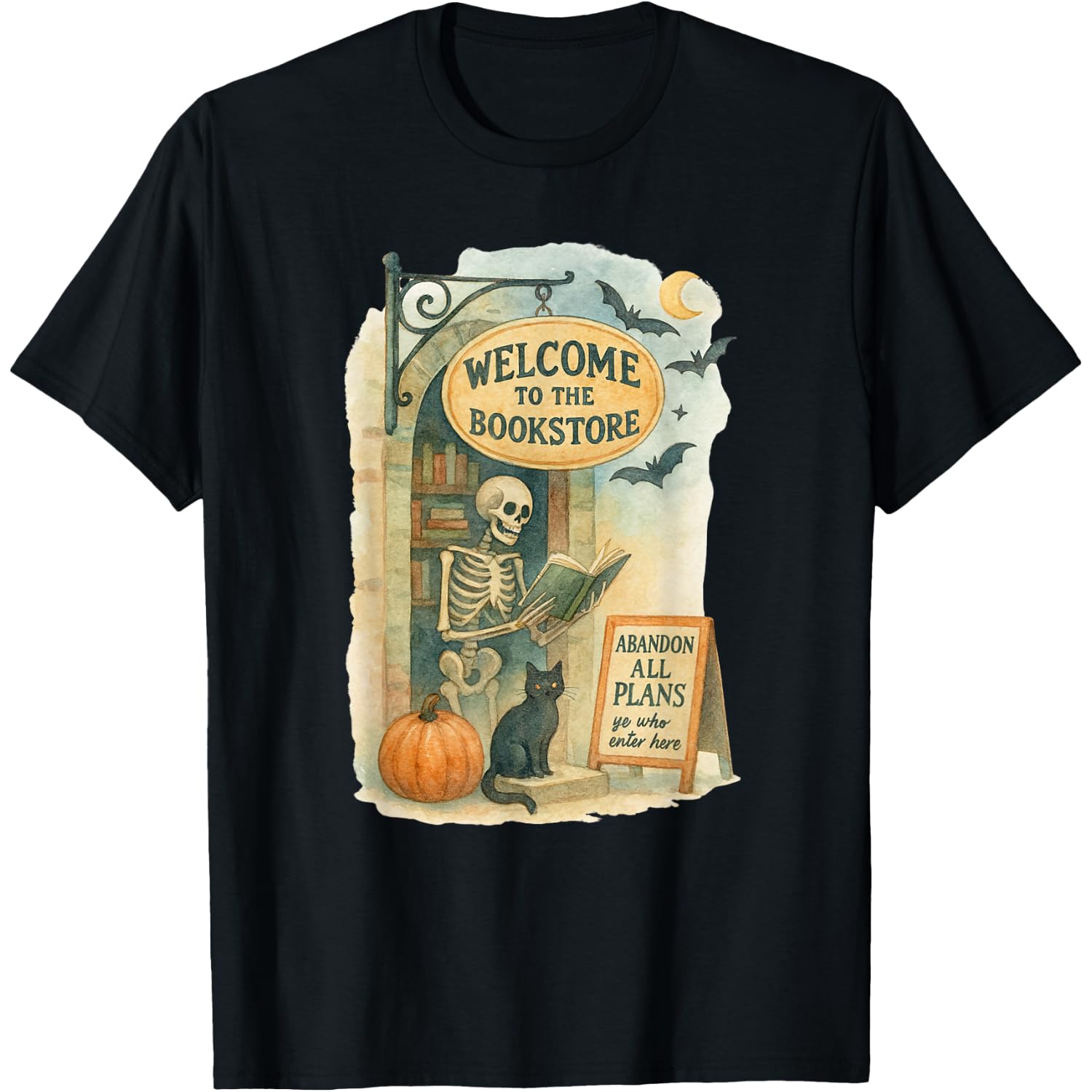Welcome to The Bookstore Spooky Skeleton Halloween T-Shirt