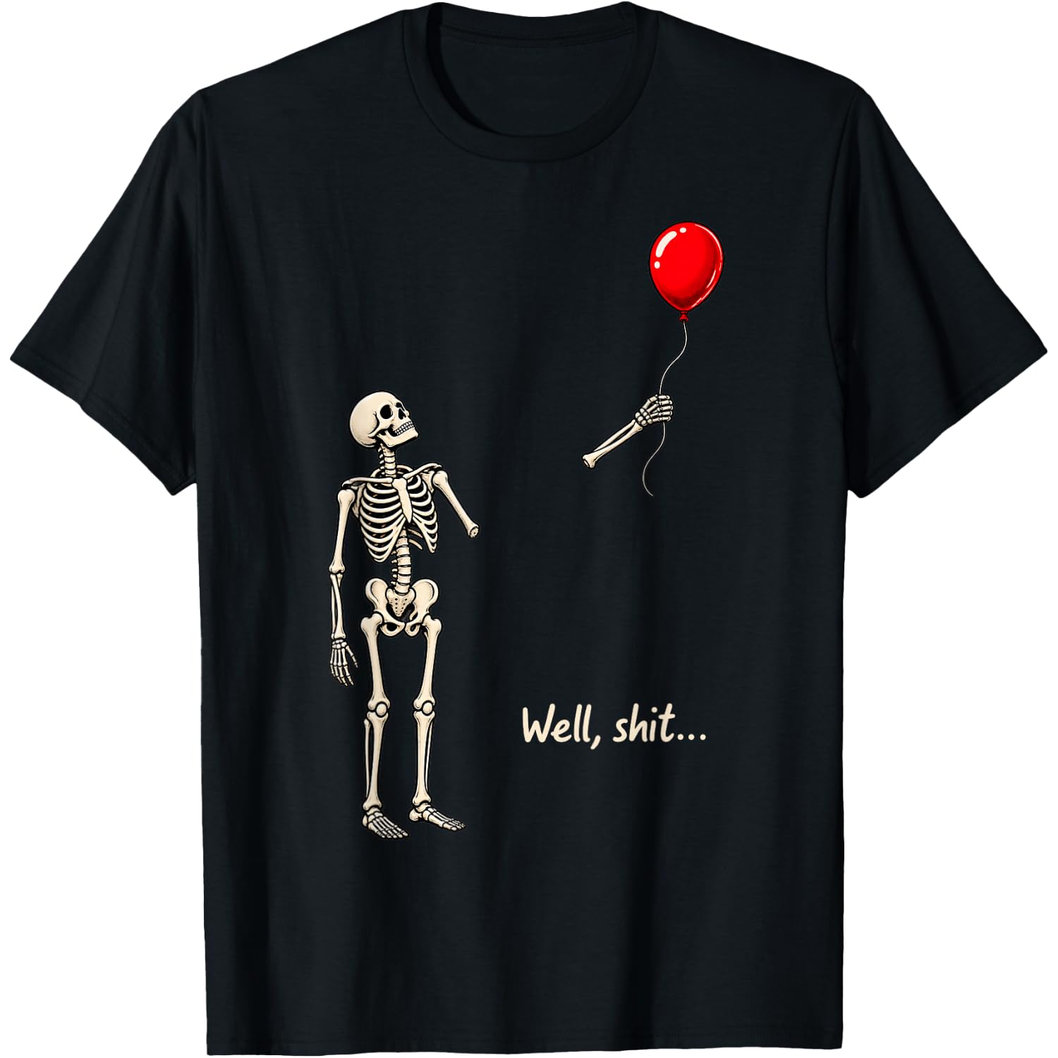 Well Skeleton Holding Balloon Gothic Halloween T-Shirt