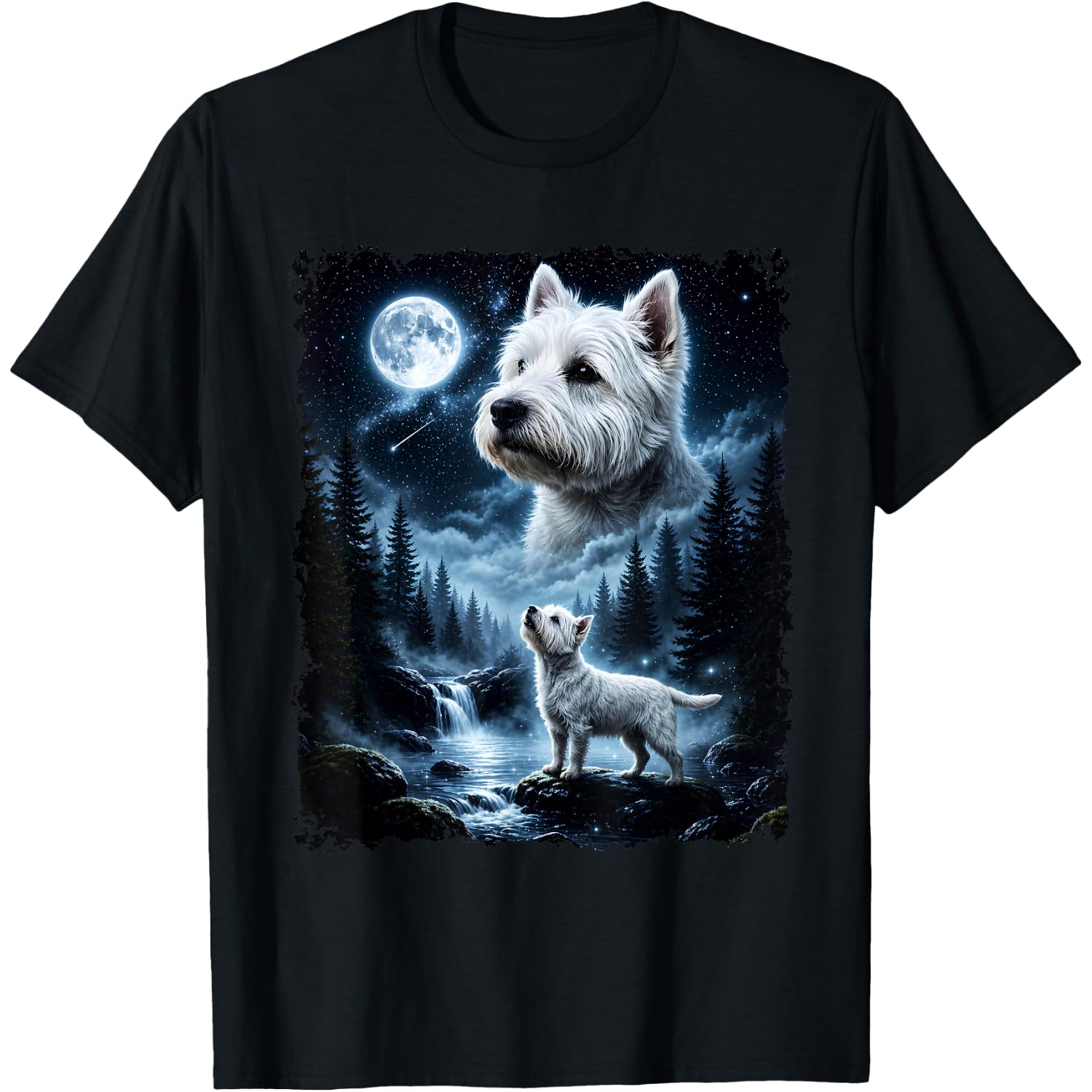 West Highland White Terrier Howling At The Moon Halloween T-Shirt