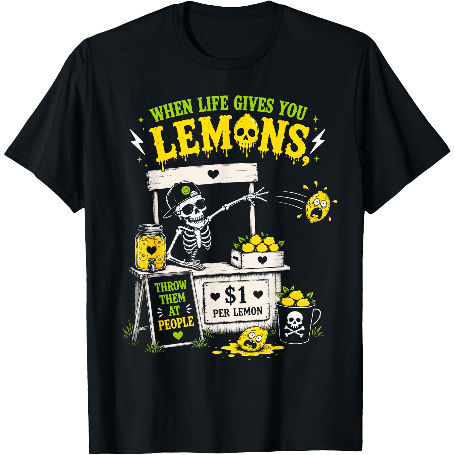When Life Gives You Lemons Throw Them At Skeleton Halloween T-Shirt